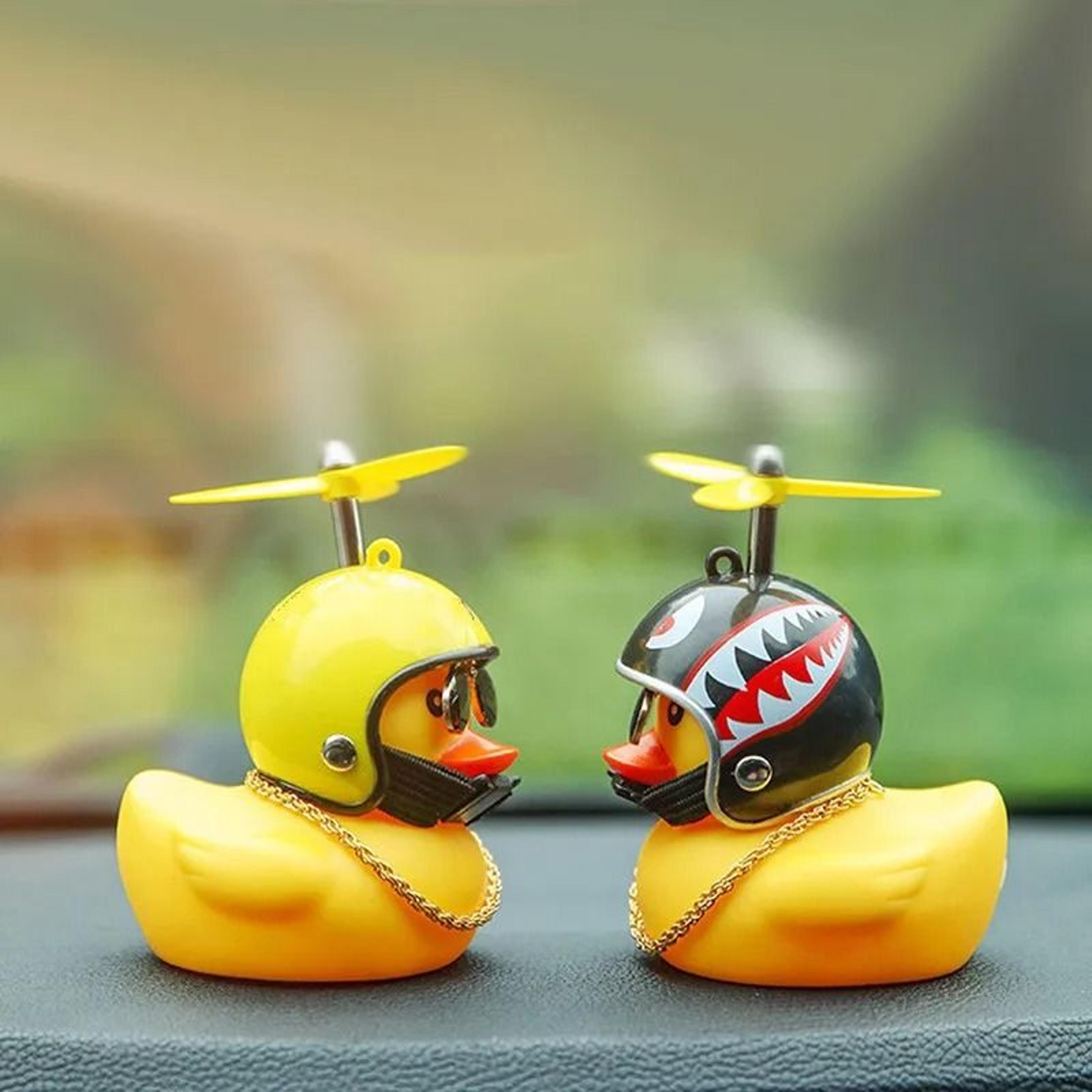 MultiStyle Cute Rubber Duck Car Dashboard Ornament  Yellow Duck With Propeller Helmet  Bike Gadget  3