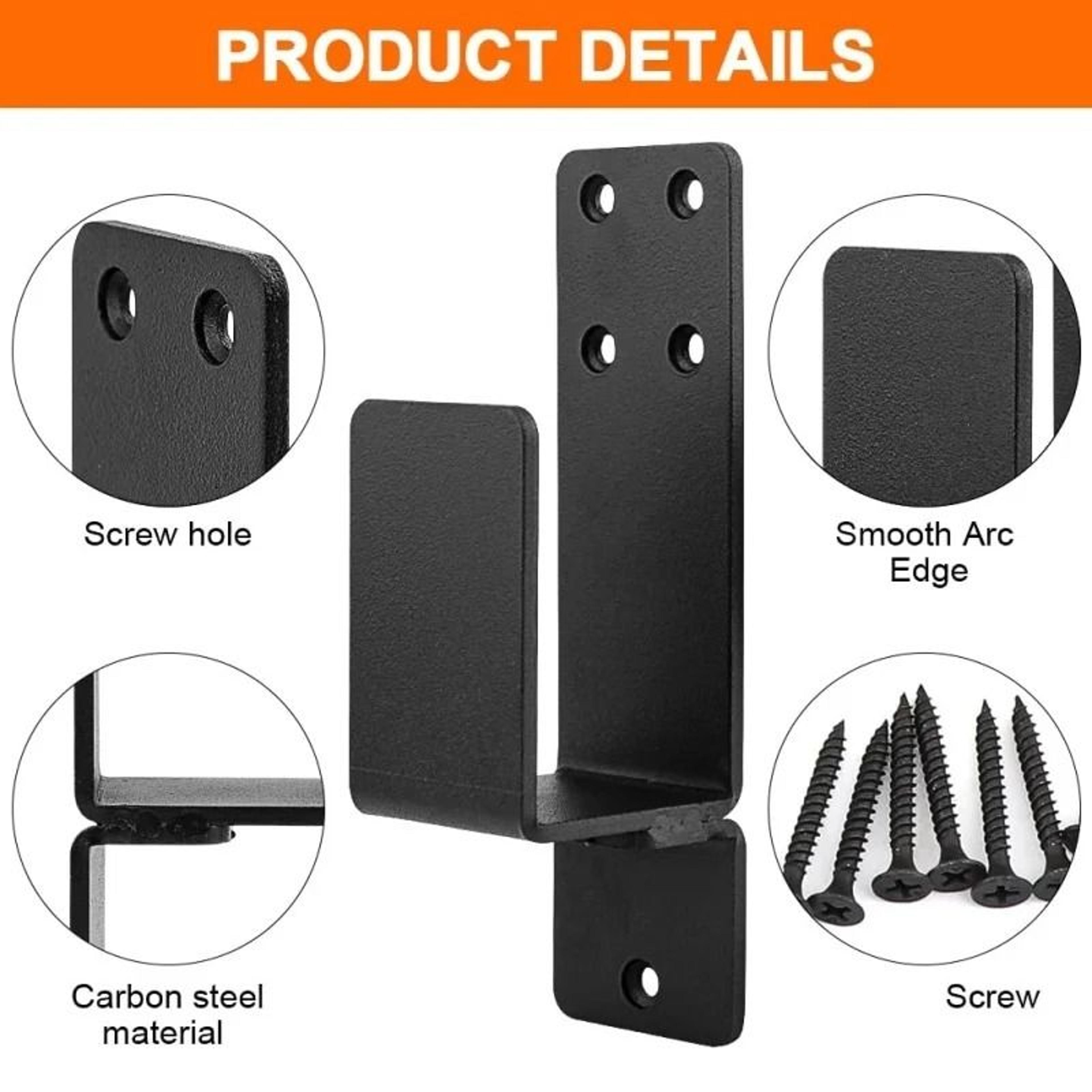 2Pack HeavyDuty Carbon Steel Door Barricade Brackets  DropOpen UBracket Bar Holder For 2x4 Lumber 3