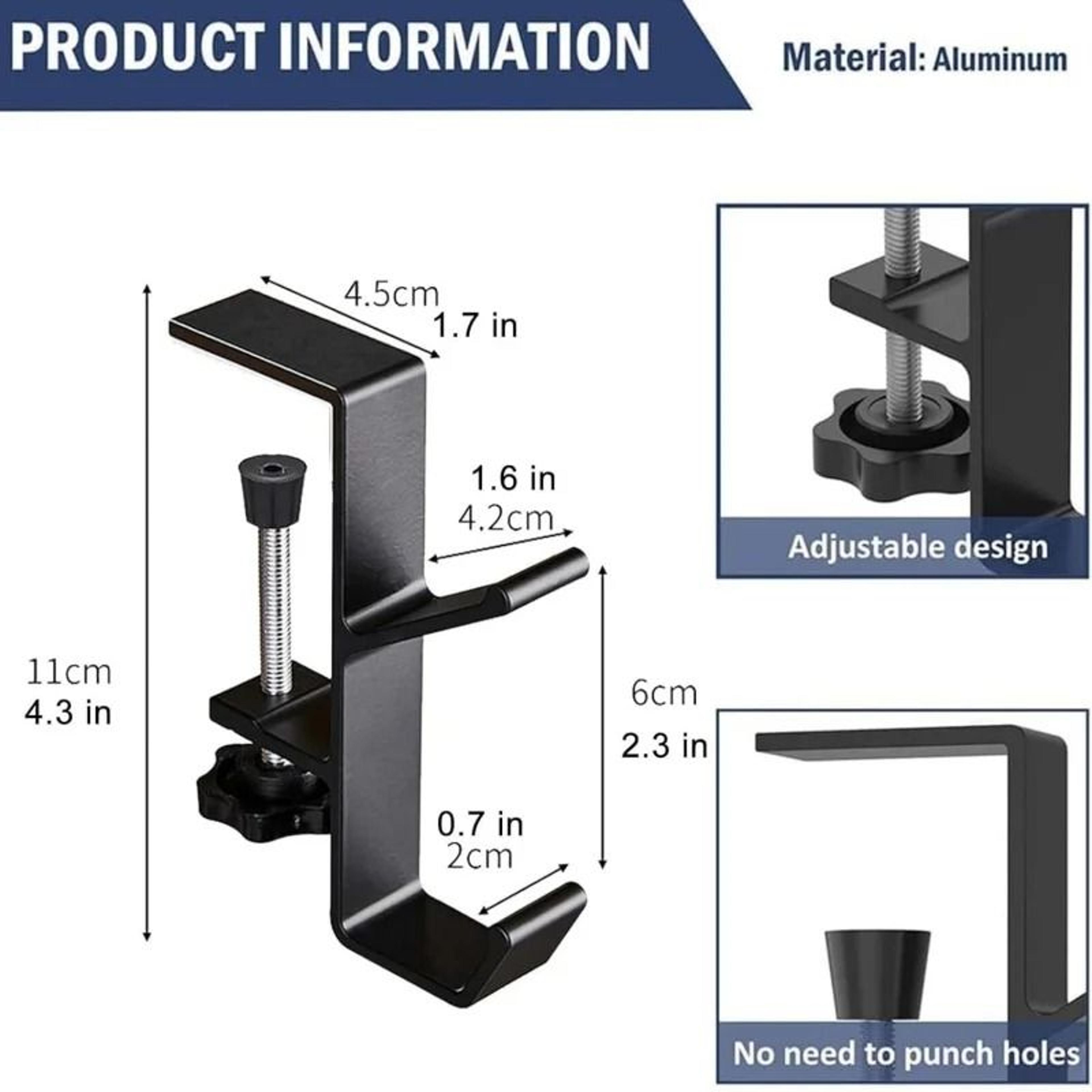MultiFunctional Table Edge Double Hook  PunchFree Adjustable Desk Hanger For Backpacks  Bags 4
