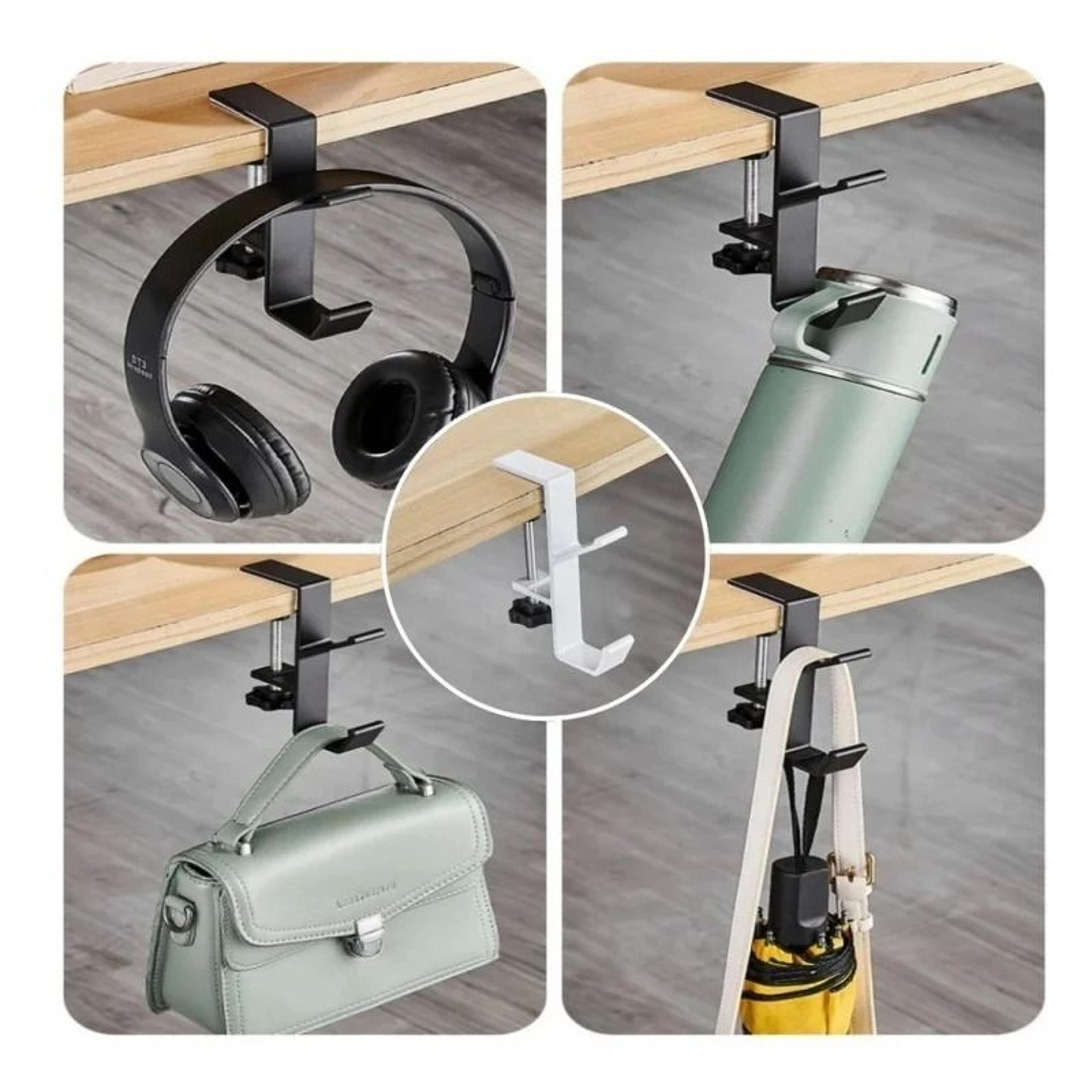 MultiFunctional Table Edge Double Hook  PunchFree Adjustable Desk Hanger For Backpacks  Bags 5