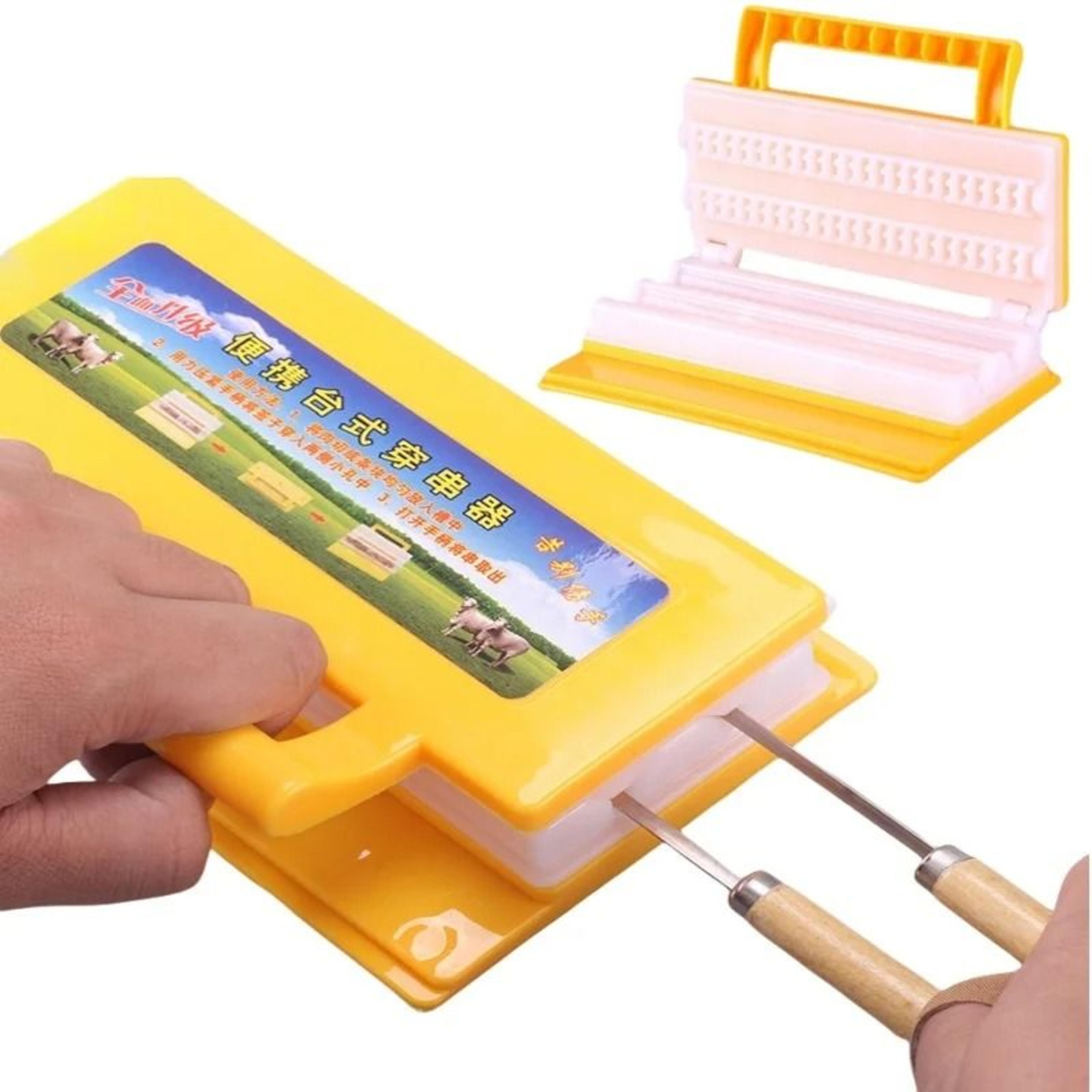 Double Row Kebab Maker Press  Quick BBQ Meat Skewer Prep Tool For Grill  Camping 1