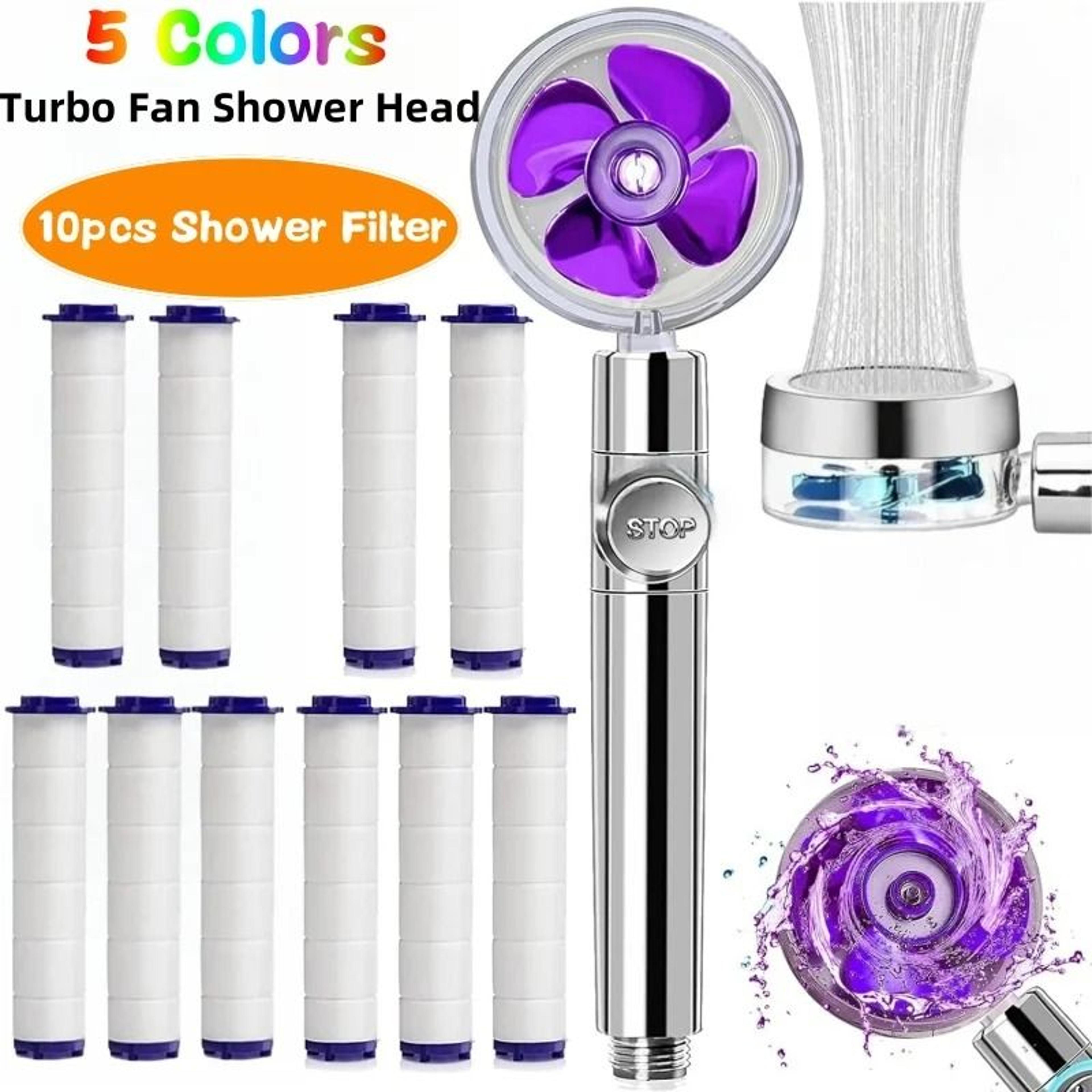 handheld 360-degree rotating turbo fan shower head – high-pressure water-saving filtered spray