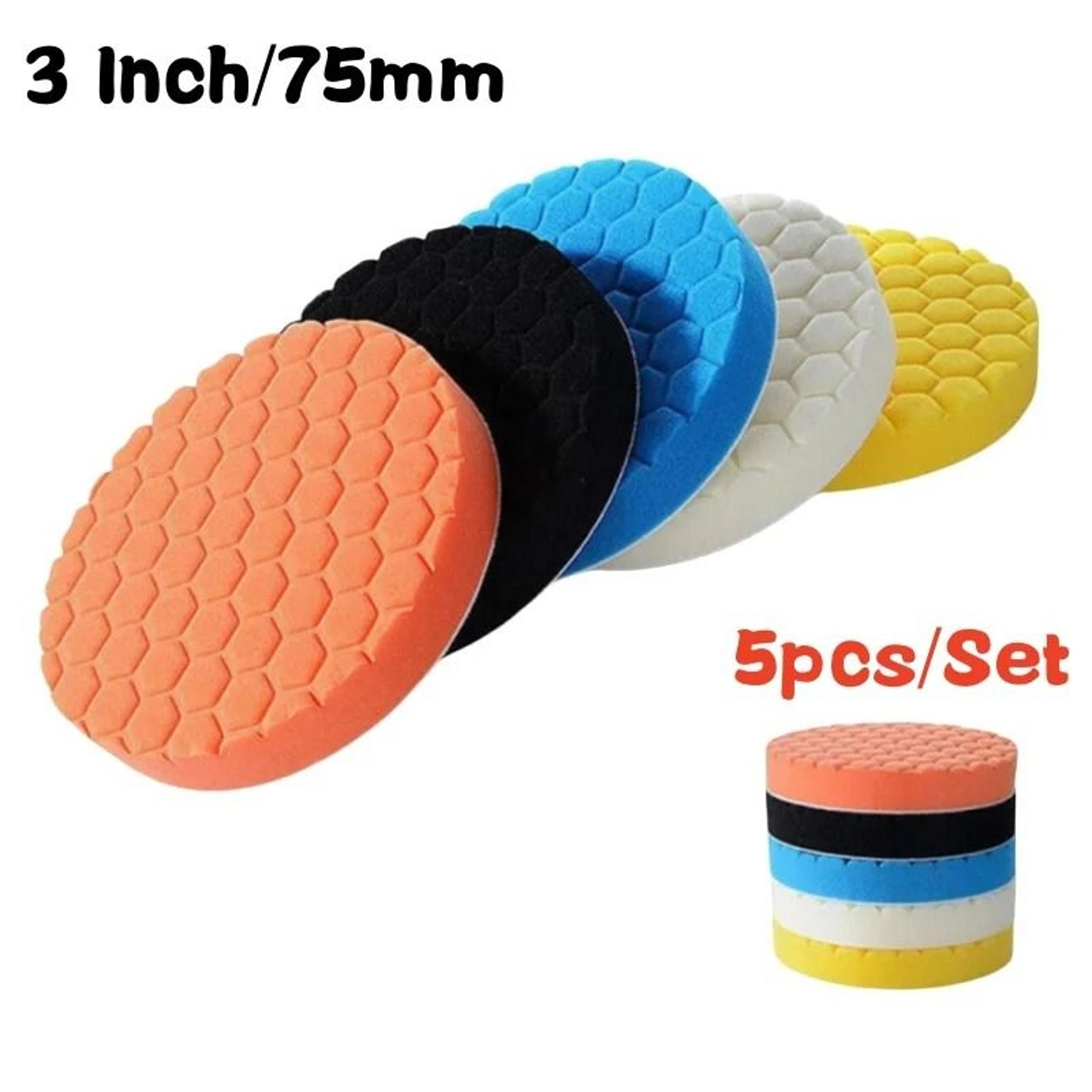 5Piece Car Polishing  Buffing Pad Kit  34567 Inch SelfAdhesive Sponge Waxing Pads For Auto Care 8