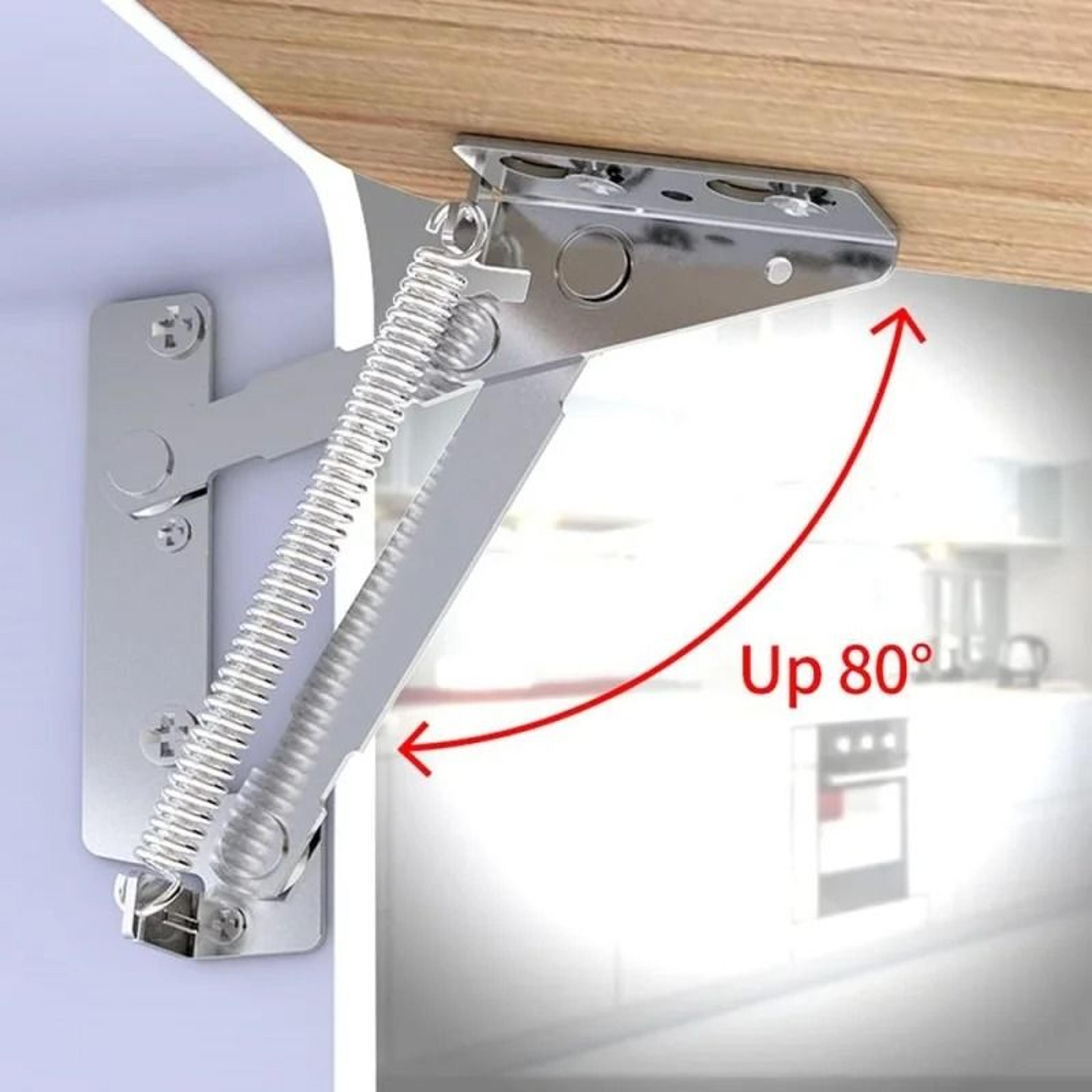 2Piece 80Degree Spring Hinges Set  Cabinet Door Foldable Lifting Brackets  Sofa Sprung Lifters 1