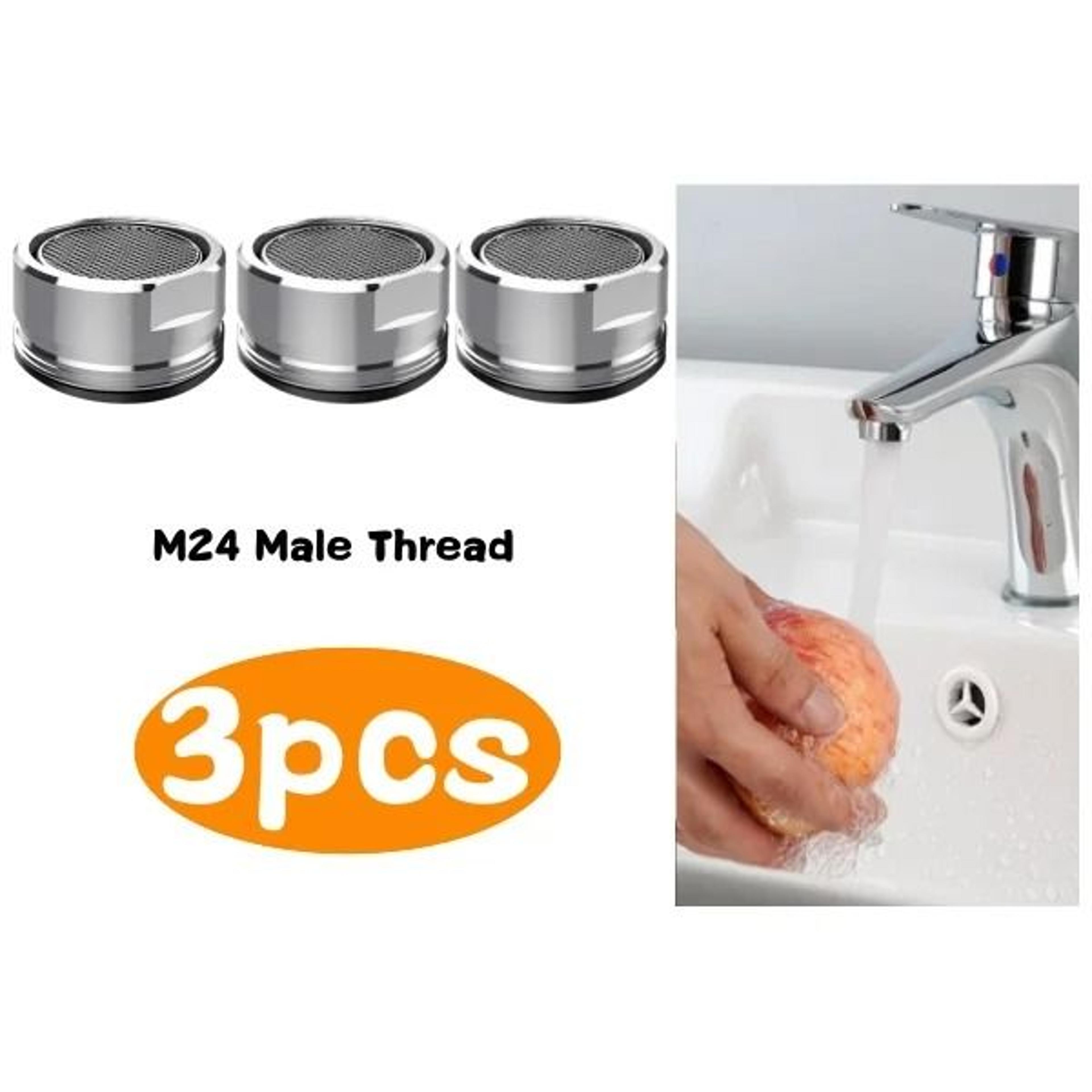 3Pack Brass WaterSaving Faucet Aerators  M22M24 Thread Replaceable Filter Nozzle Set 7