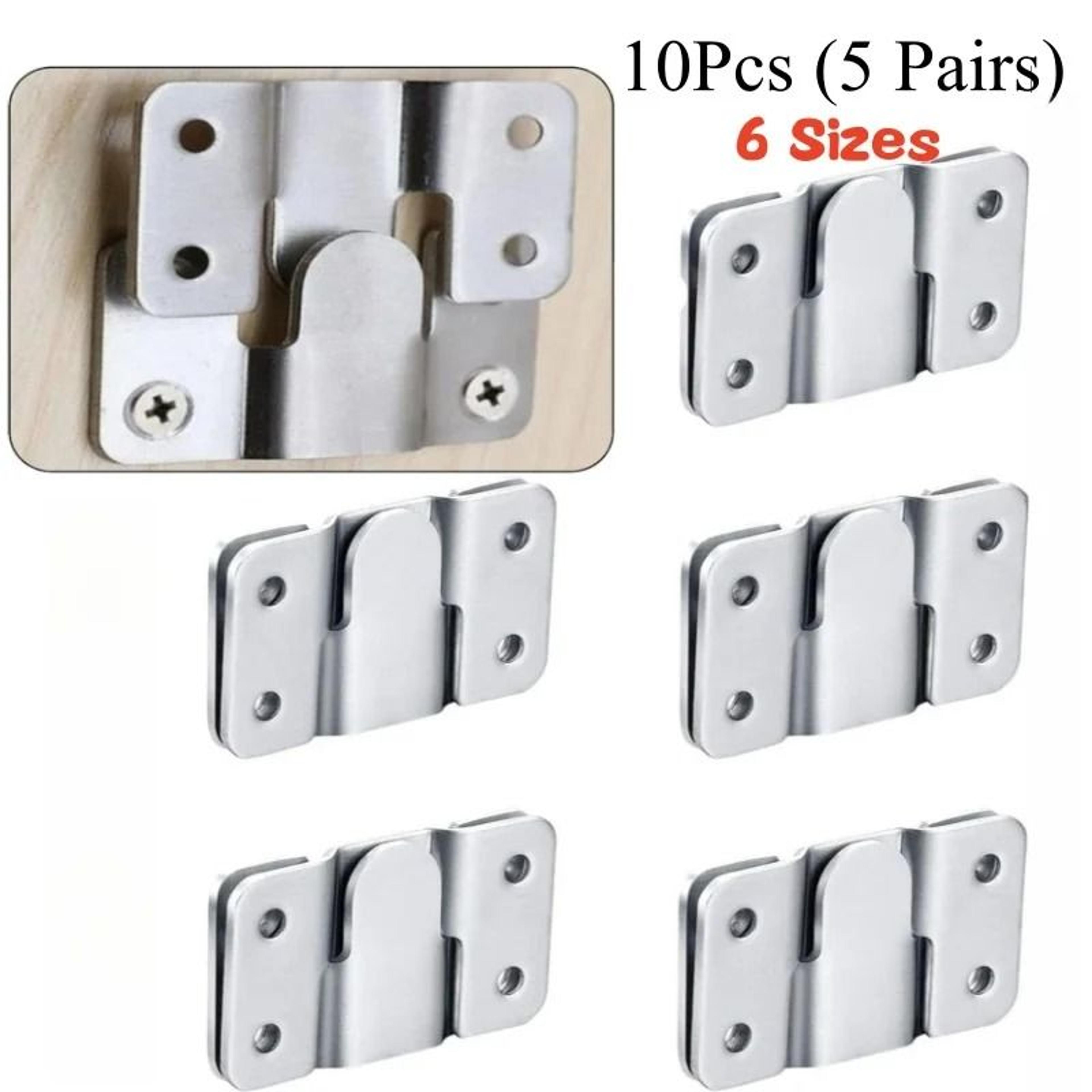 10-piece flush mount bracket set – interlocking hanging buckles & wall picture frame hangers