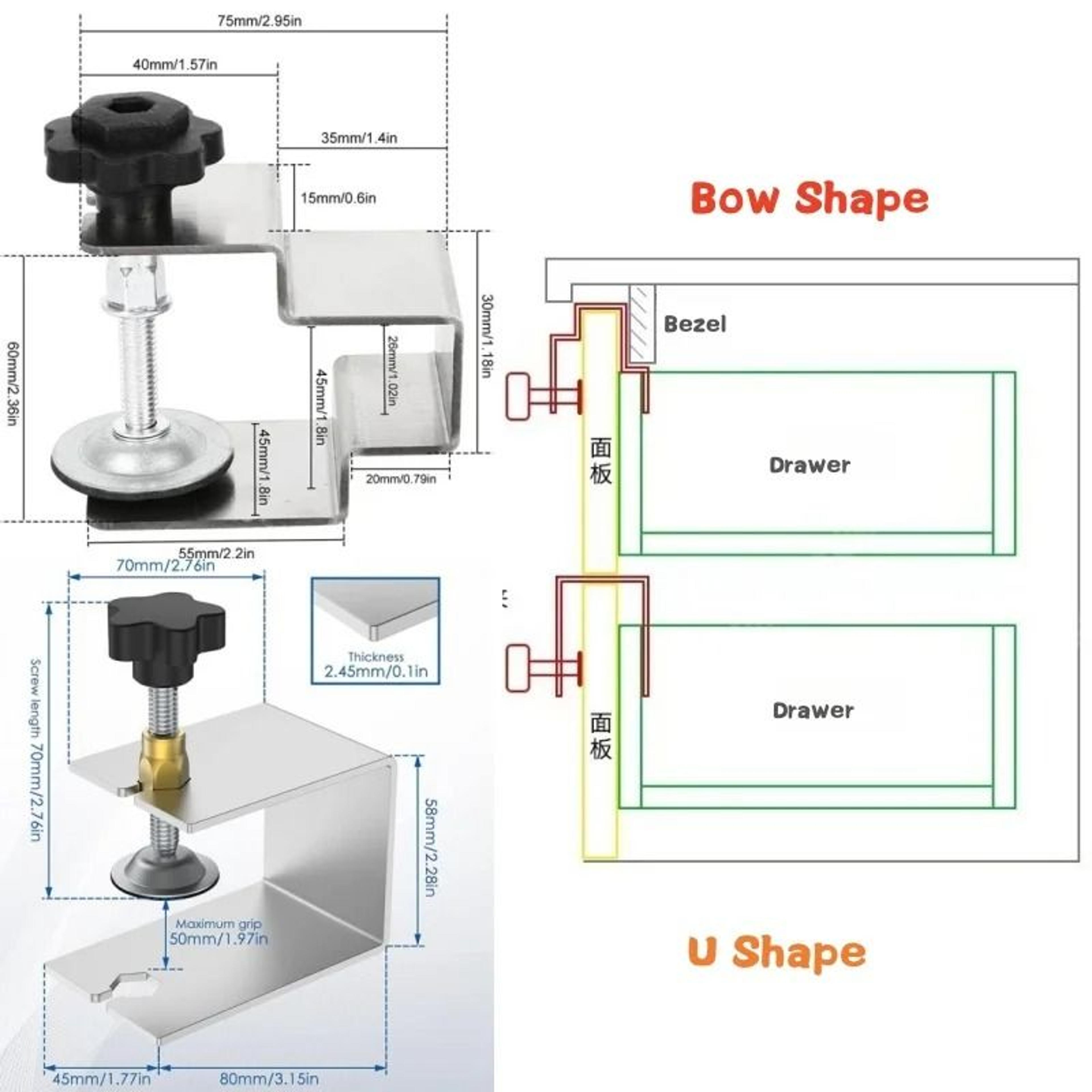 Steel Drawer Front Installation Clamps  HeavyDuty Woodworking Jig  Cabinetry Panel Clips 2