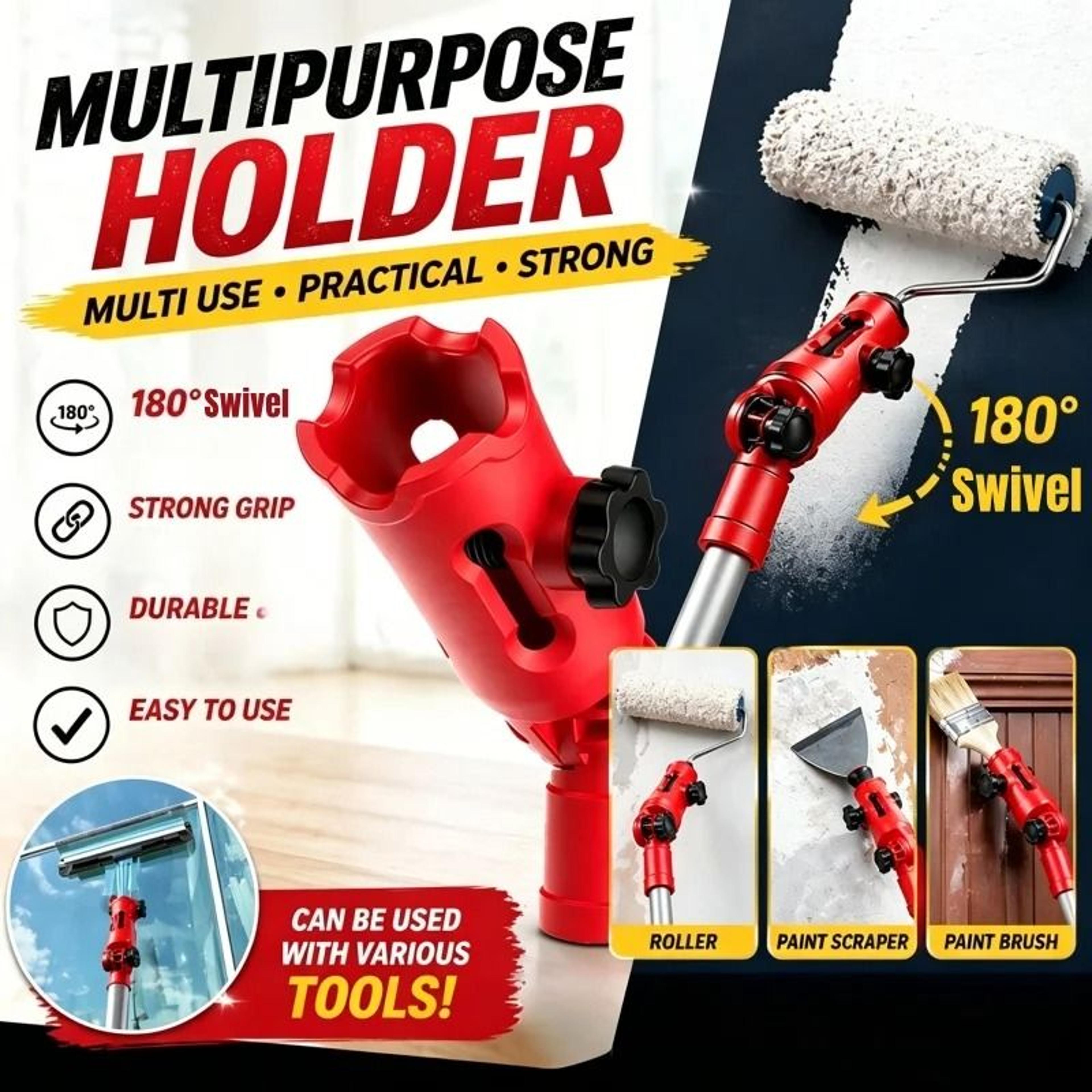 180° rotating multi-angle paint brush extender – high ceiling & corner extension pole attachment