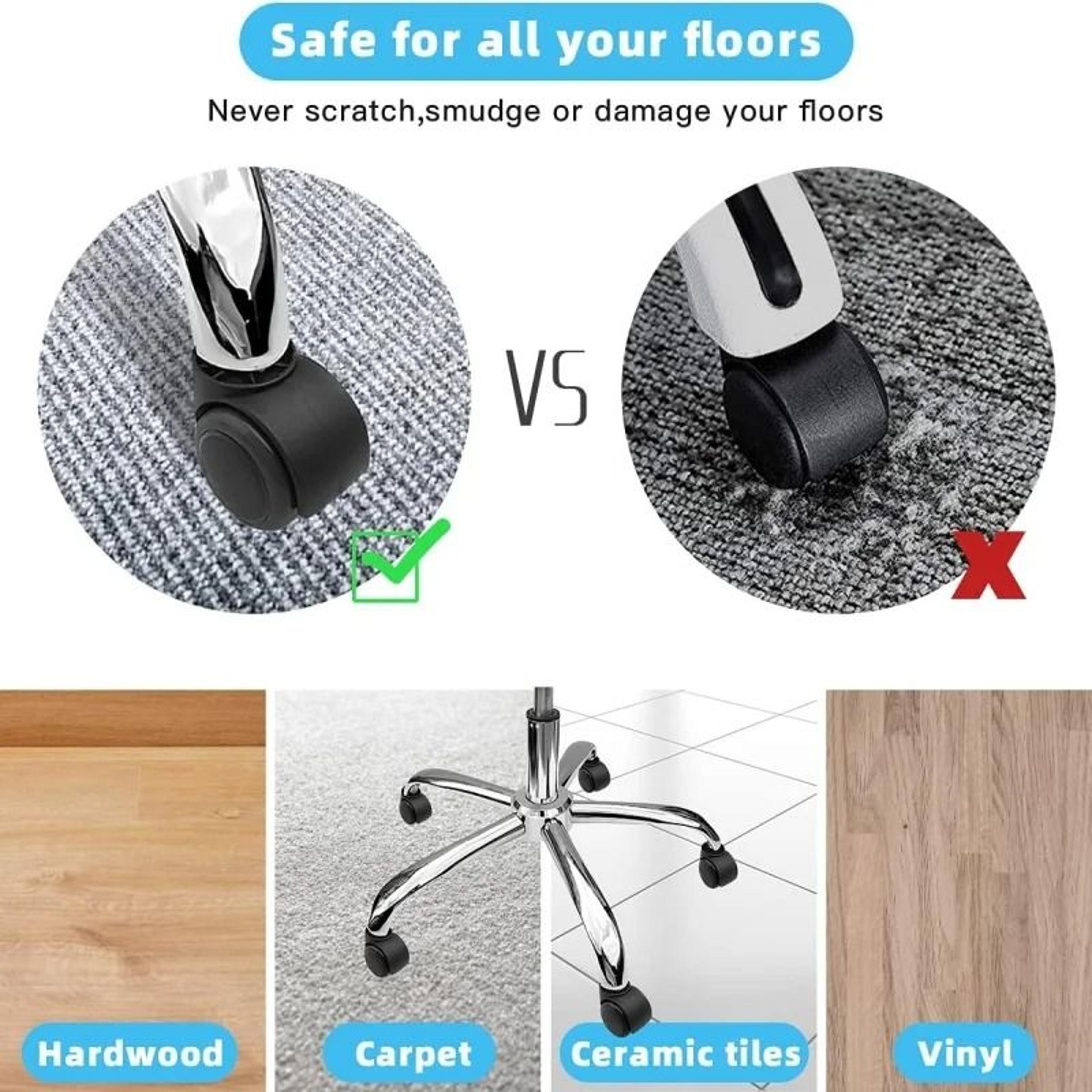 5Pack HeavyDuty 2Inch Mute Rubber Office Chair Caster Wheels  Universal Fit Swivel Desk Chair Repla 2