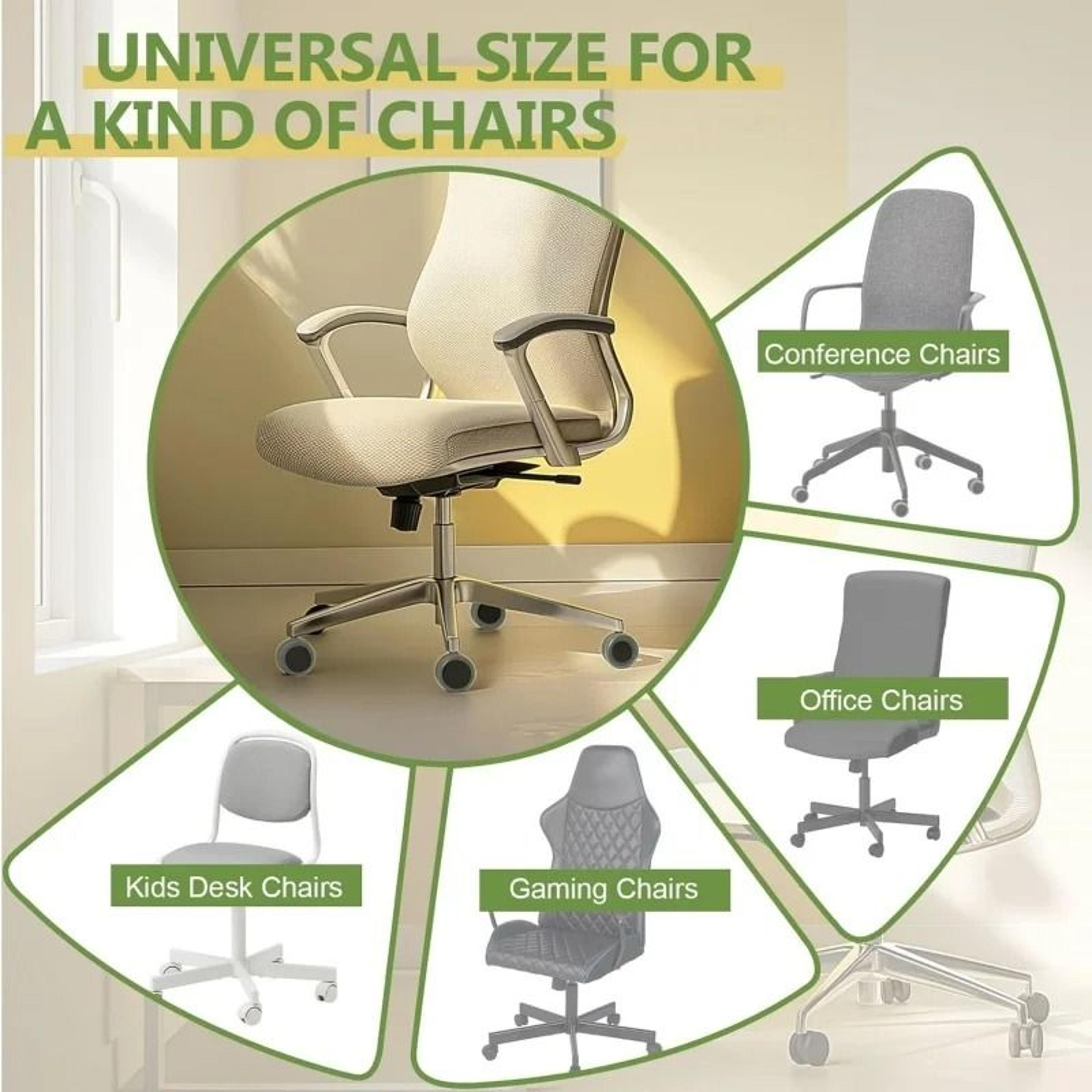 5Pack HeavyDuty 2Inch Mute Rubber Office Chair Caster Wheels  Universal Fit Swivel Desk Chair Repla 1