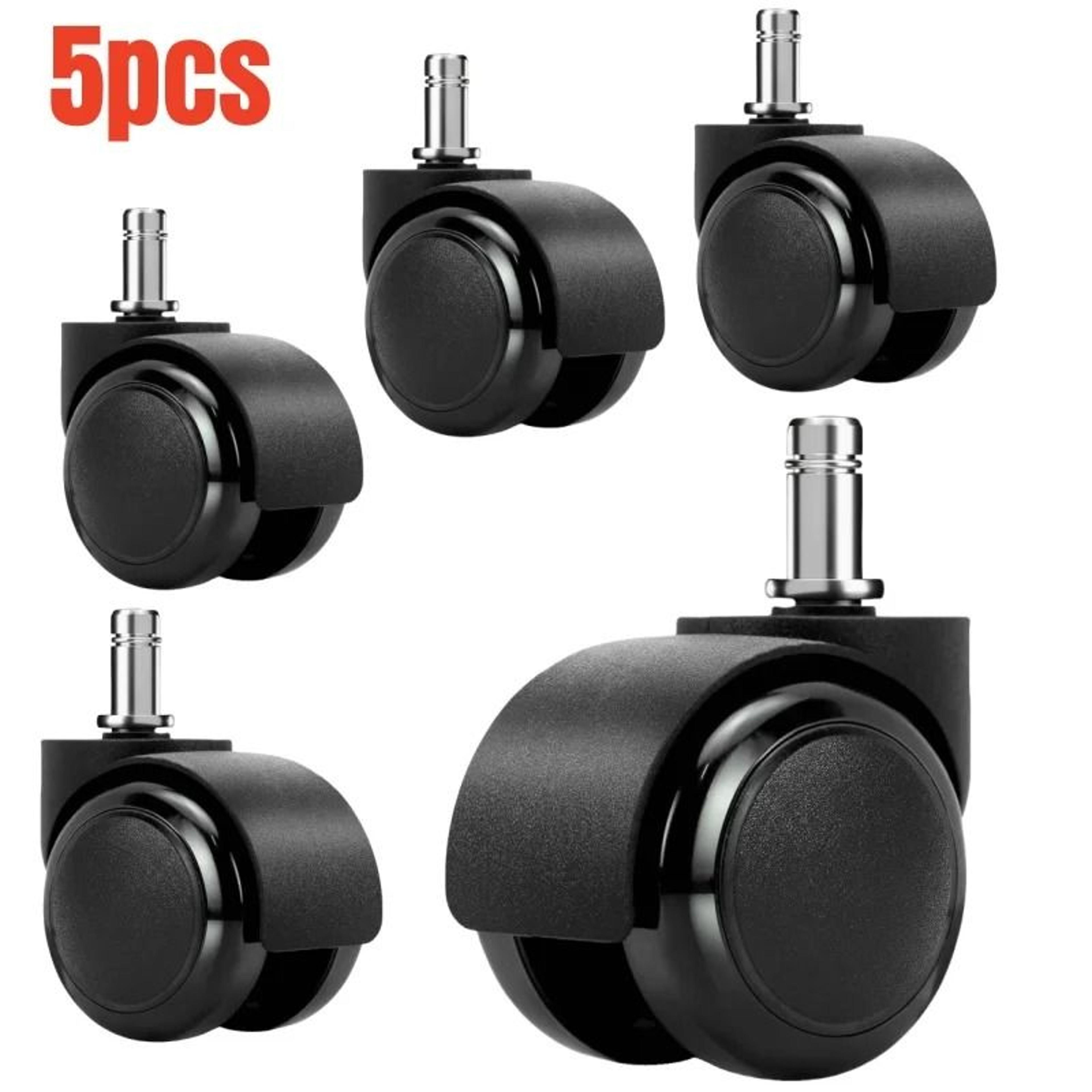 5-pack heavy-duty 2-inch mute rubber office chair caster wheels – universal fit swivel desk chair replacement