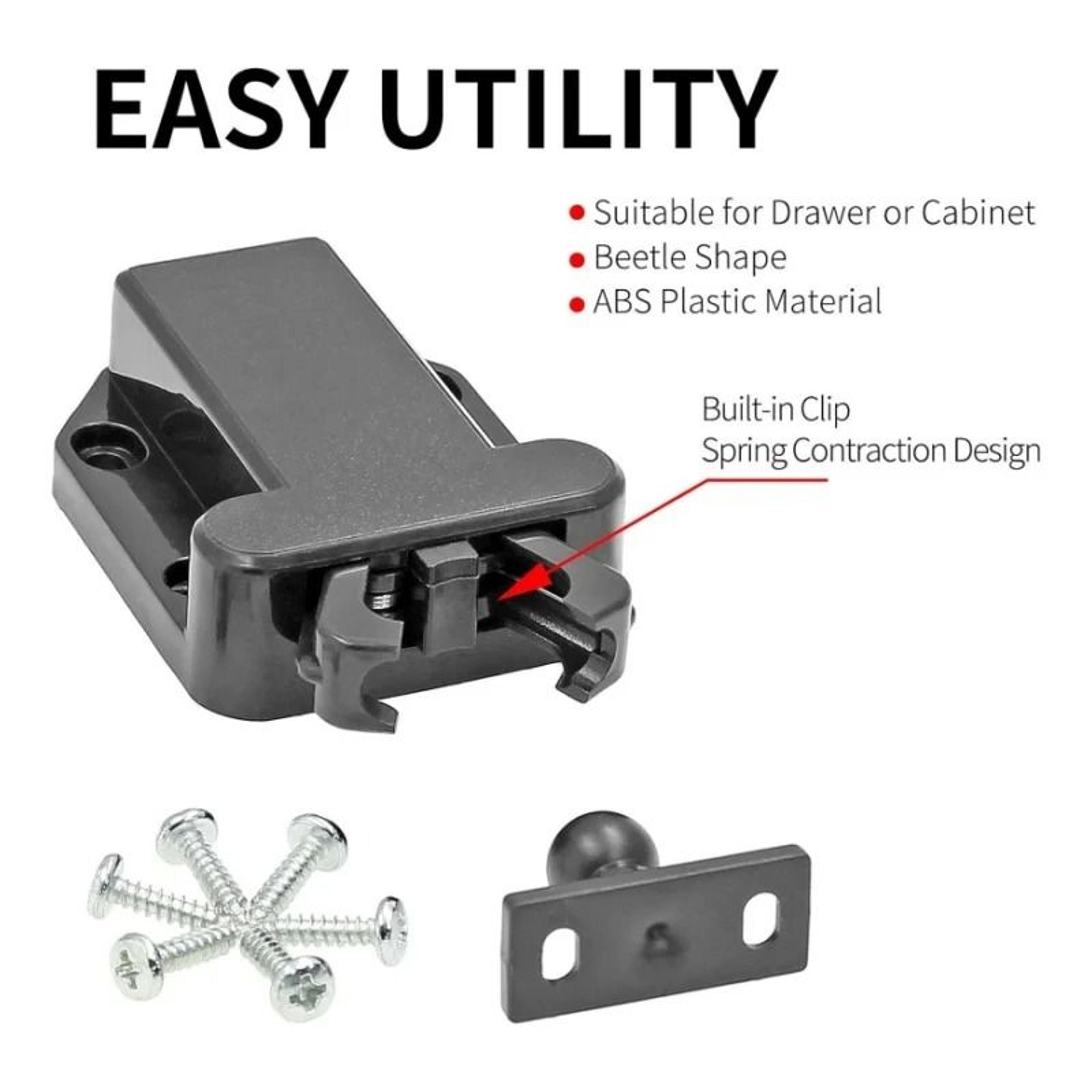 White Beetle Push To Open Cabinet Door Latches  NonMagnetic Touch Rebound Catches 3