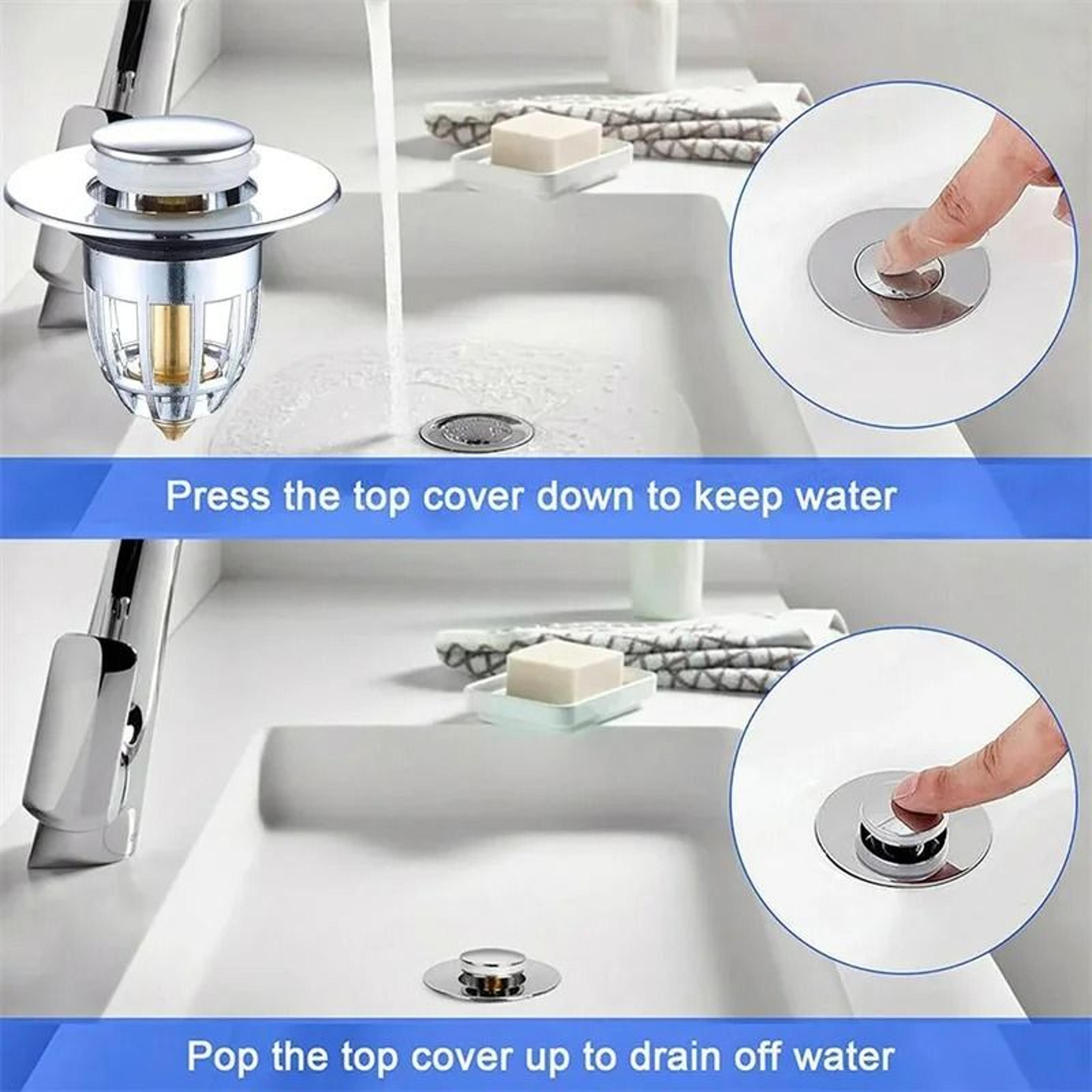 Universal PopUp Basin Drain Filter  Hair Catcher  PushDown Washbasin Sink Plug Stopper 5
