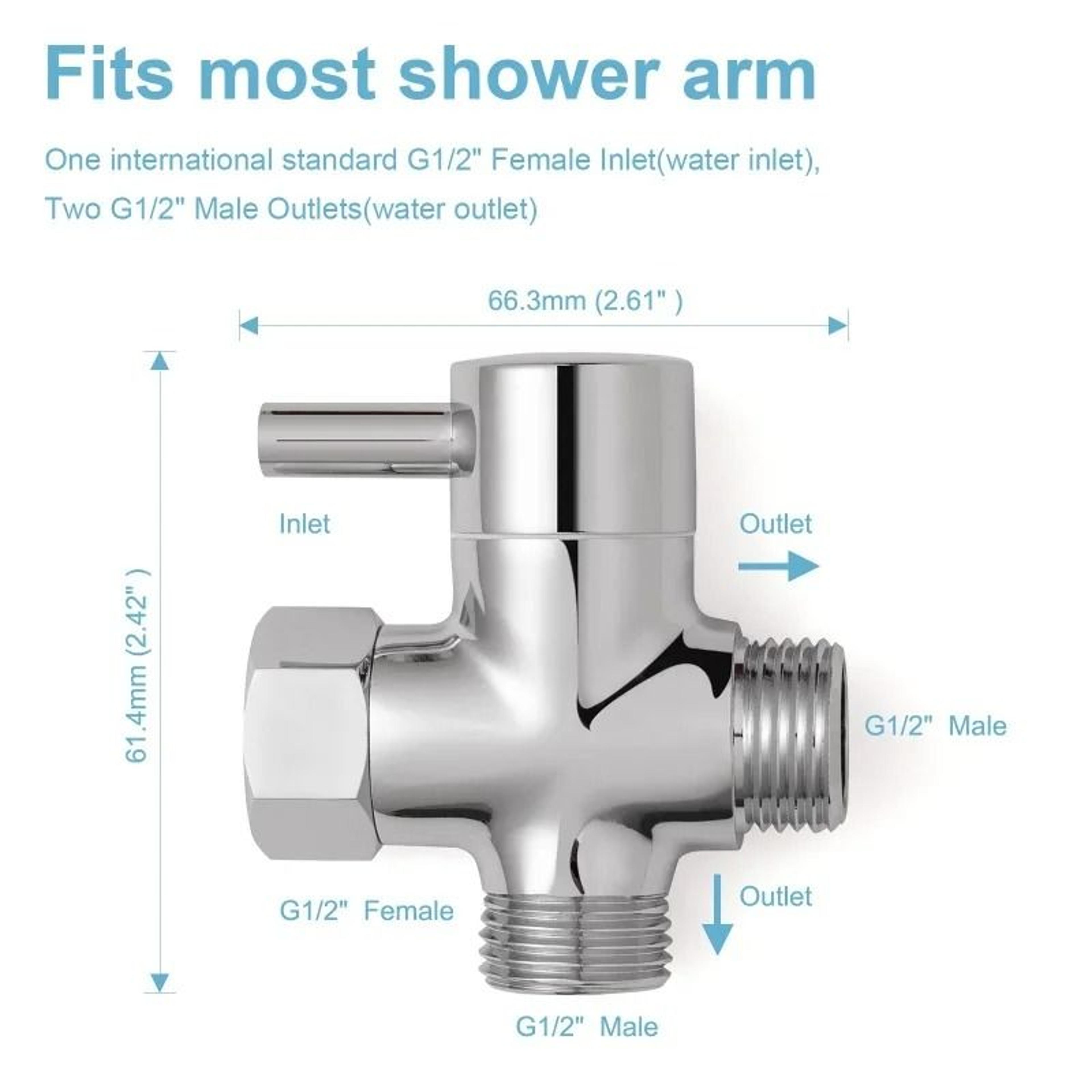 3Way Diverter Valve G12 Shower Tee Adapter  Adjustable Faucet Switcher For Bathroom  Toilet 4