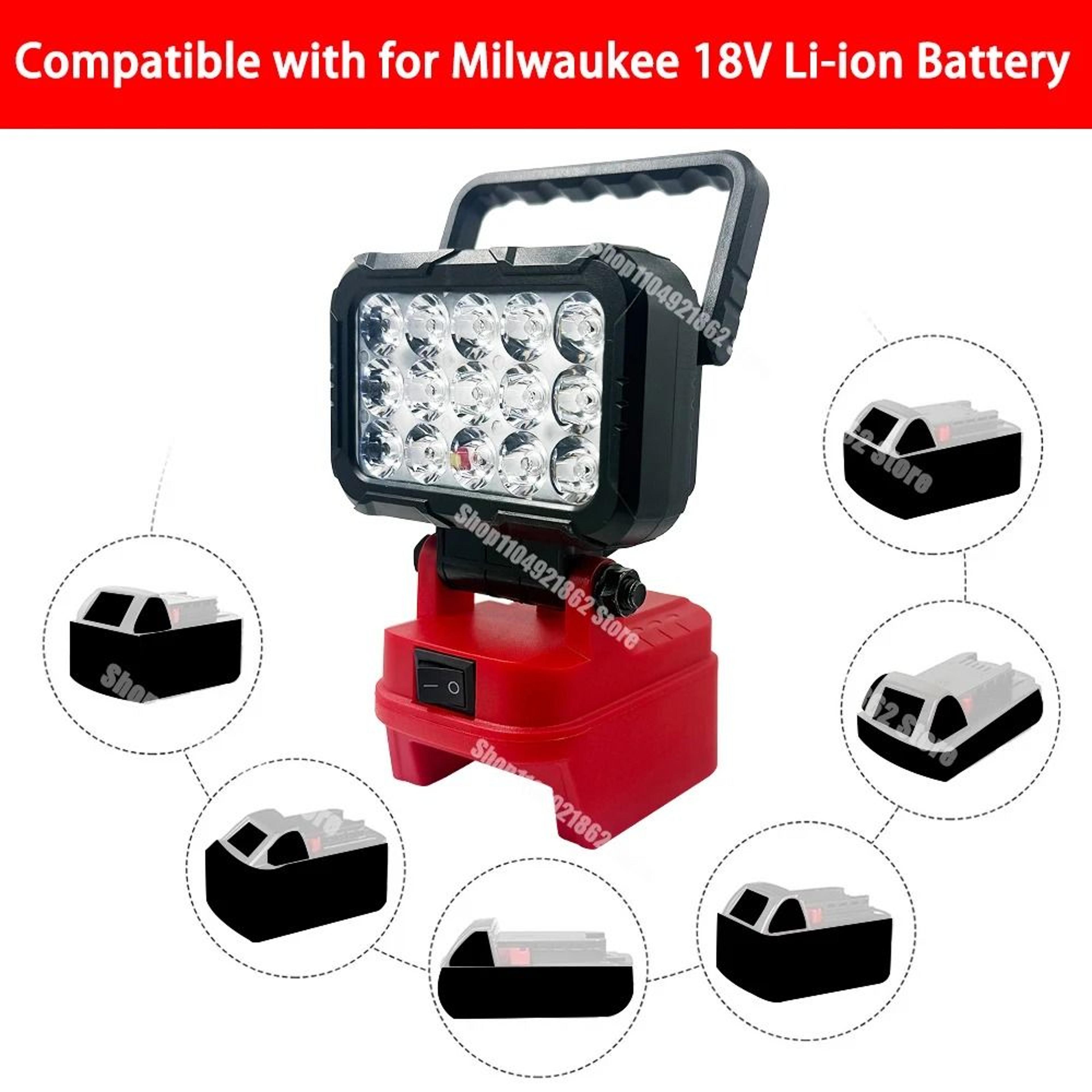 Universal Cordless LED Work Light  USB Charger Adapter For Makita Milwaukee  DeWalt 18V Batteries 3