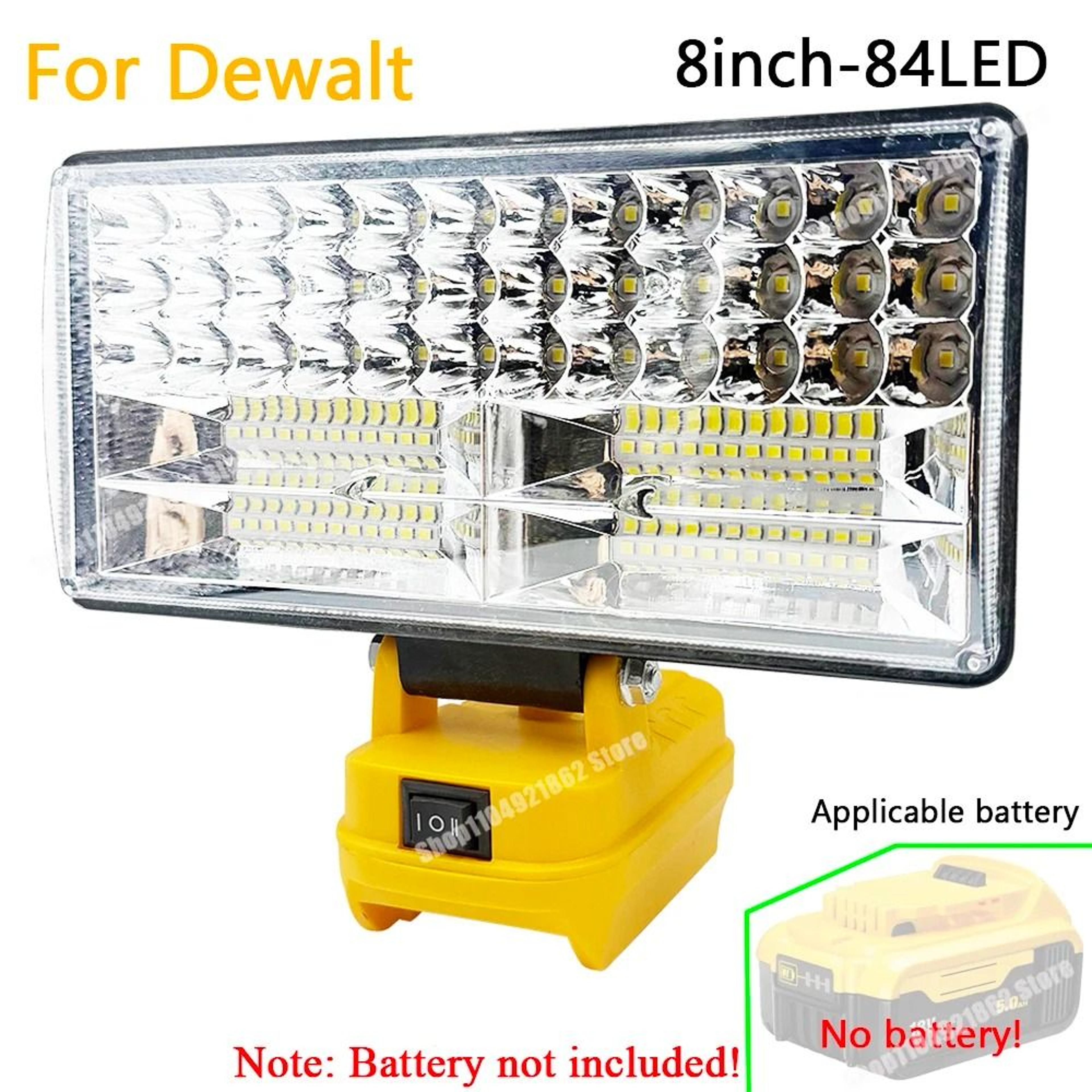 8Inch Cordless LED Work Light Spotlight  USB Power Bank For Milwaukee M18  DeWalt 20V Batteries 6
