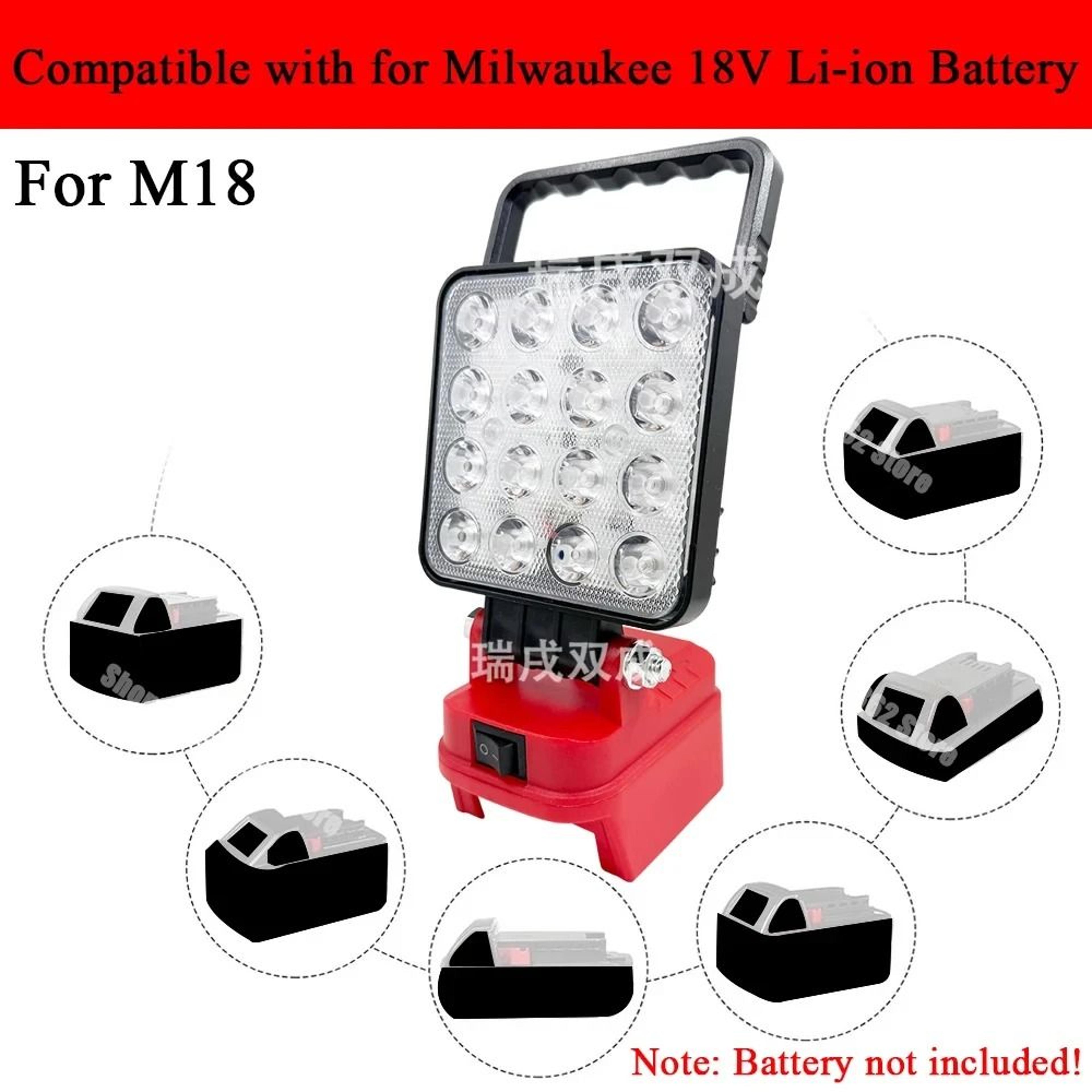 4Inch 16LED Cordless Work Light Spotlight  USB Charger Adapter For Makita Milwaukee  DeWalt 18V20V  1