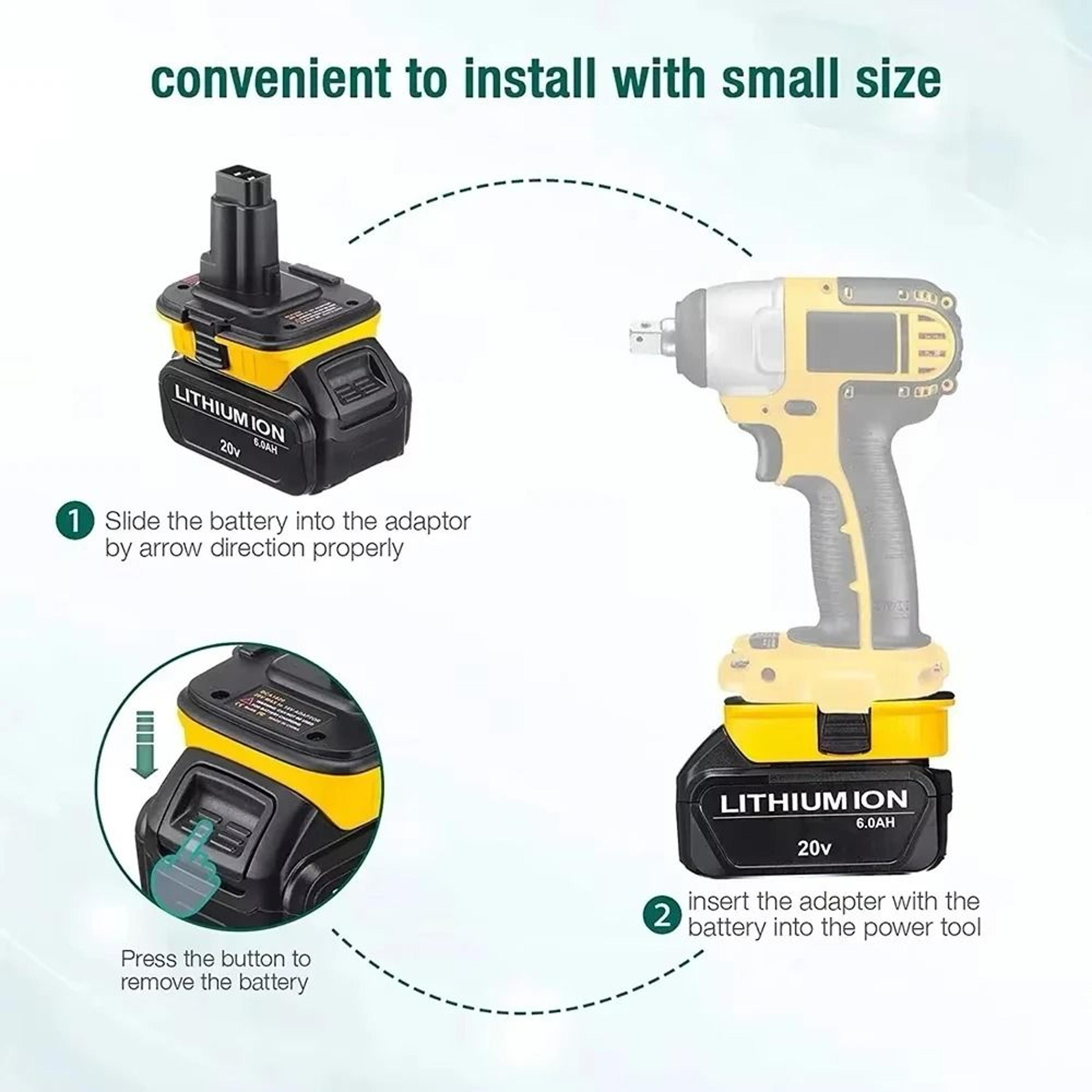 DCA1820 Power Tool Battery Adapter  USB Power Bank For DeWalt 20V Liion To 18V NiCdNiMh Tools DC909 2