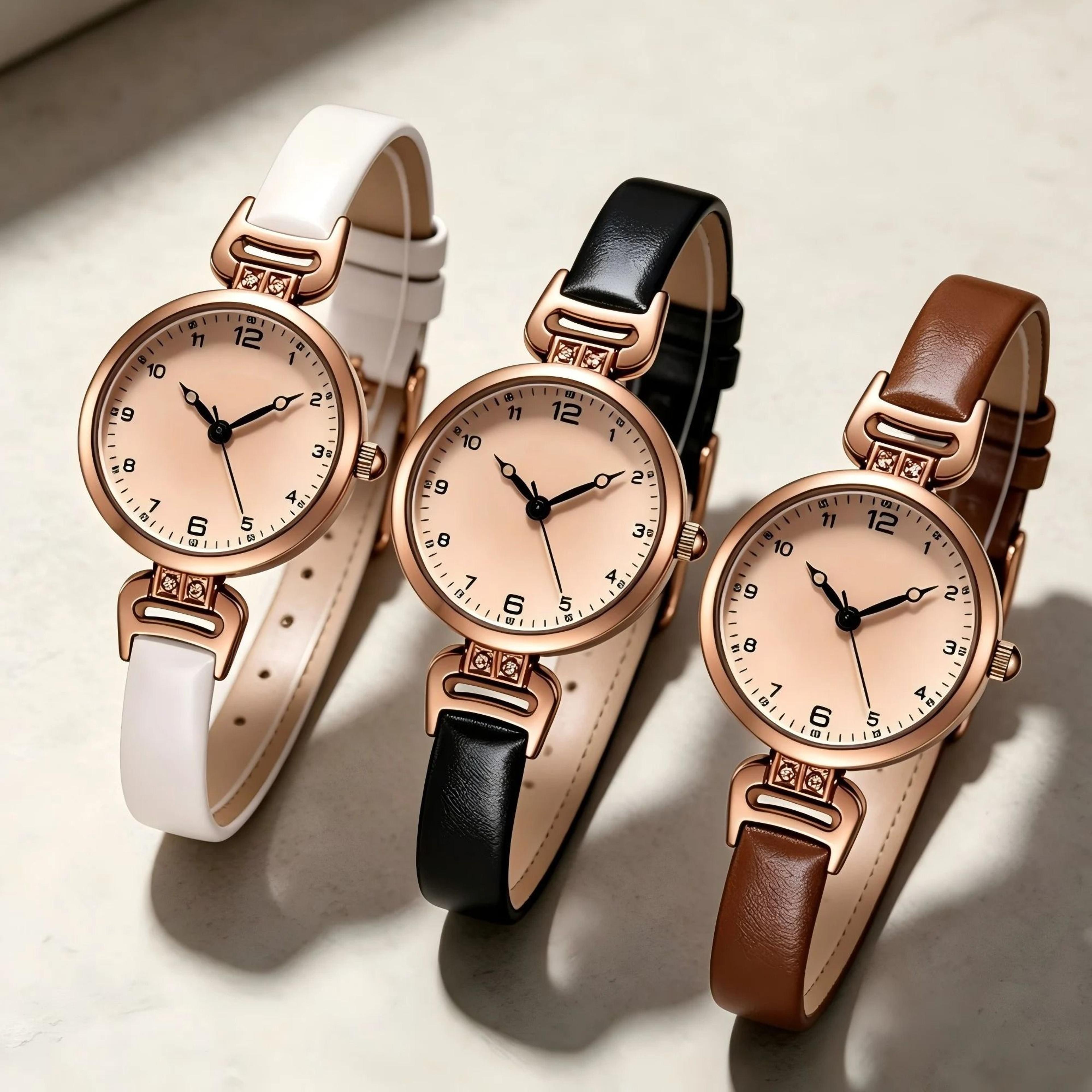 fashion minimalist quartz watch with soft leather strap for women