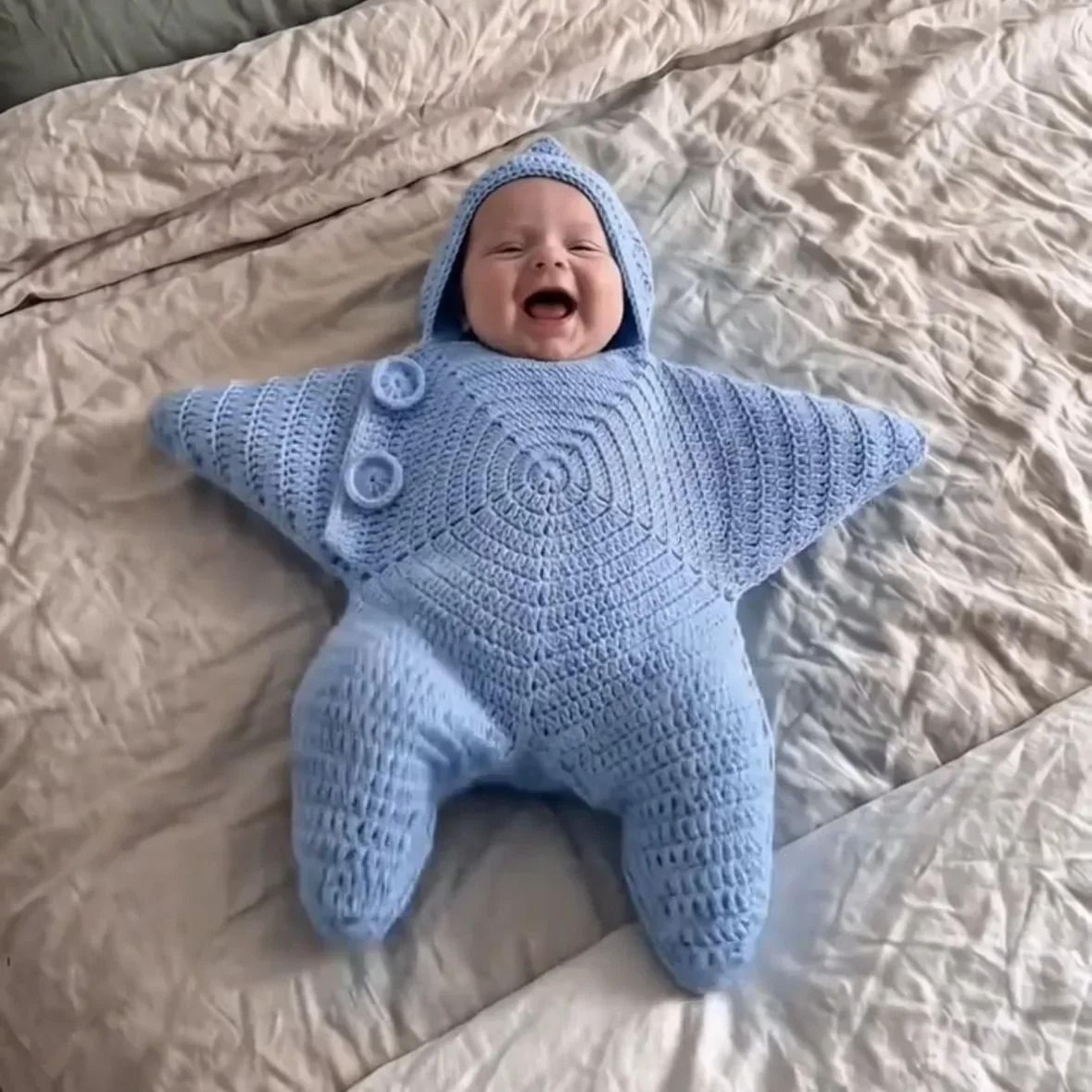 Cute Cartoon Hand Crocheted Starfish Baby Romper Knitted Jumpsuit 2