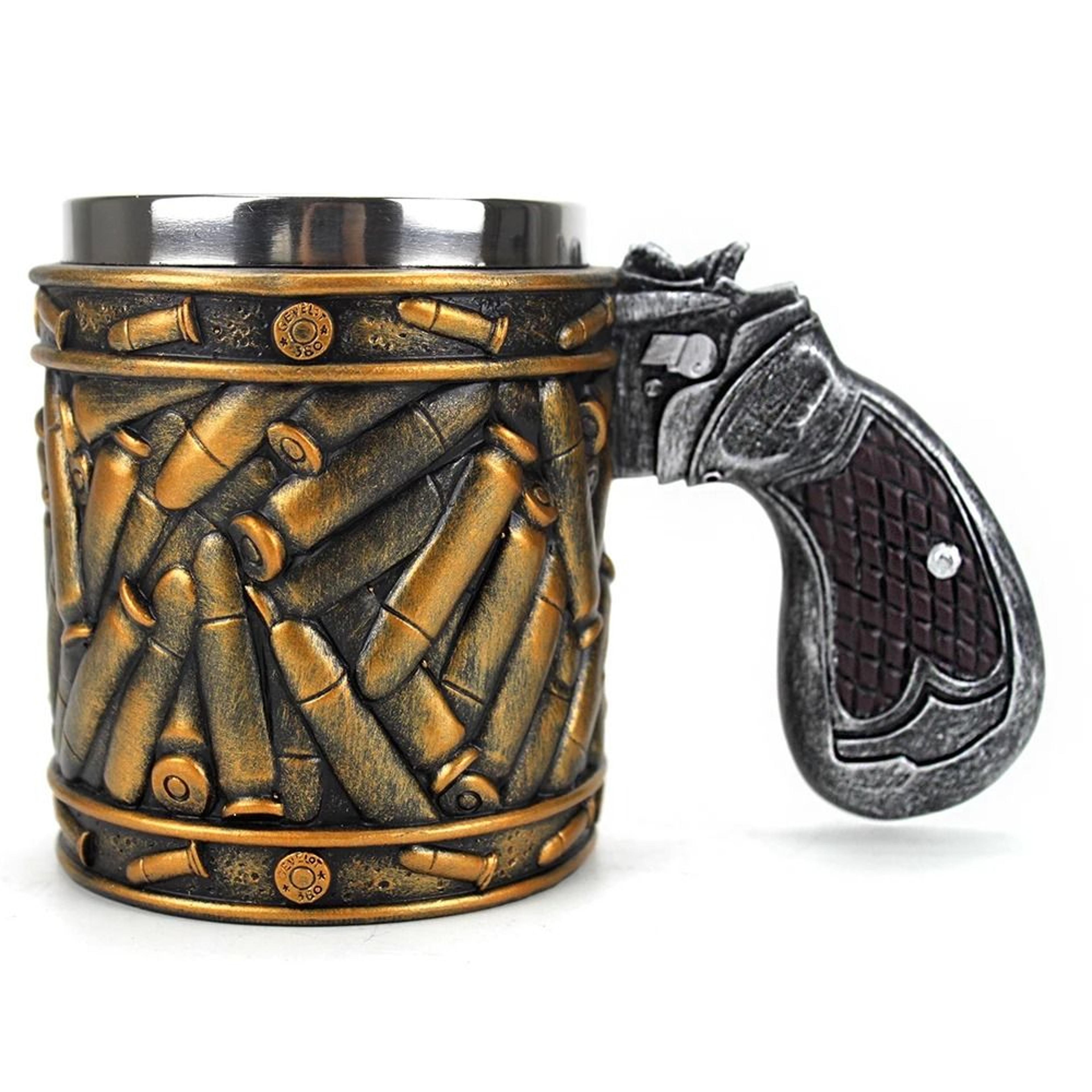 revolver gun tankard mug bullet shells 3d novelty ceramic coffee cup 400ml