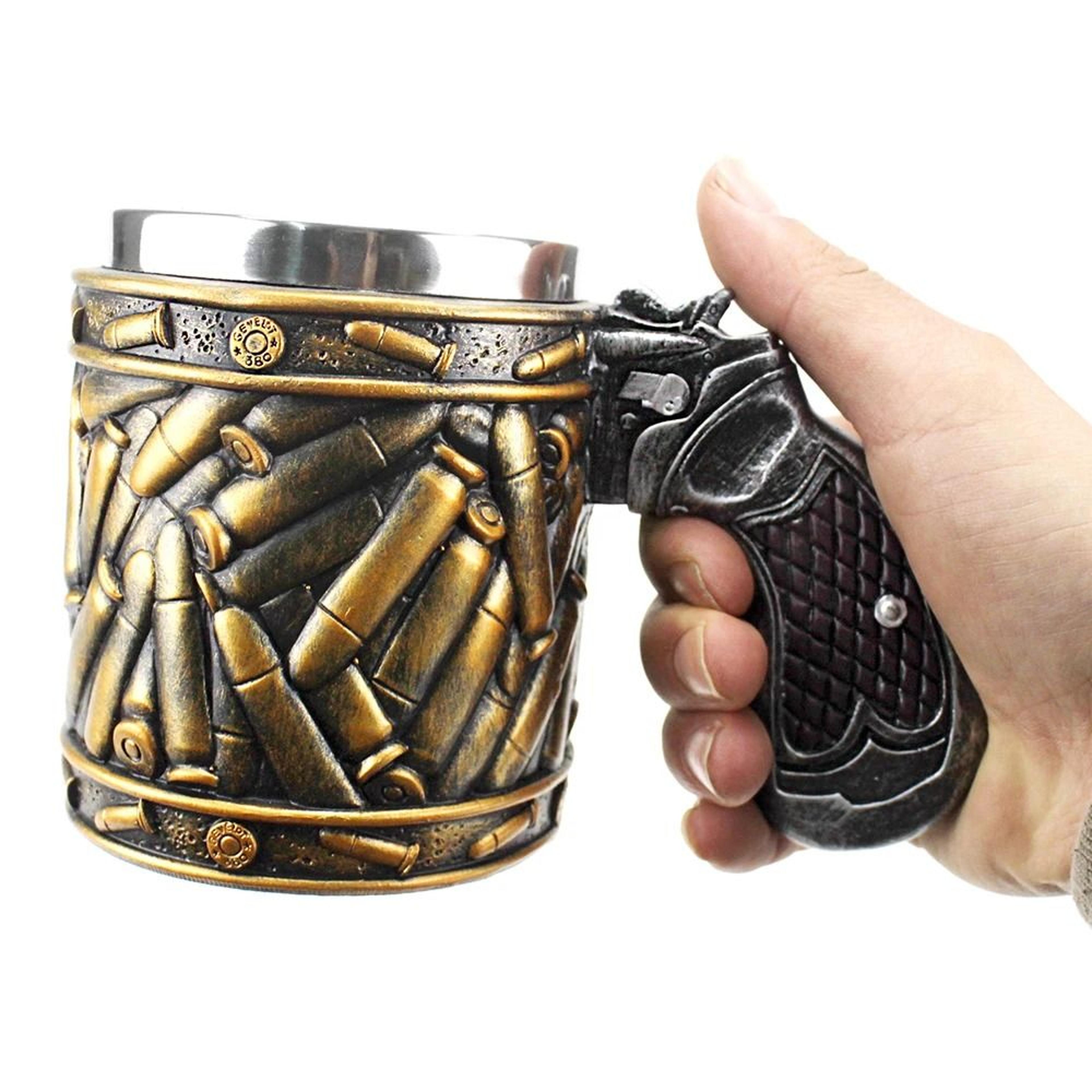 Revolver Gun Tankard Mug Bullet Shells 3D Novelty Ceramic Coffee Cup 400ml 2