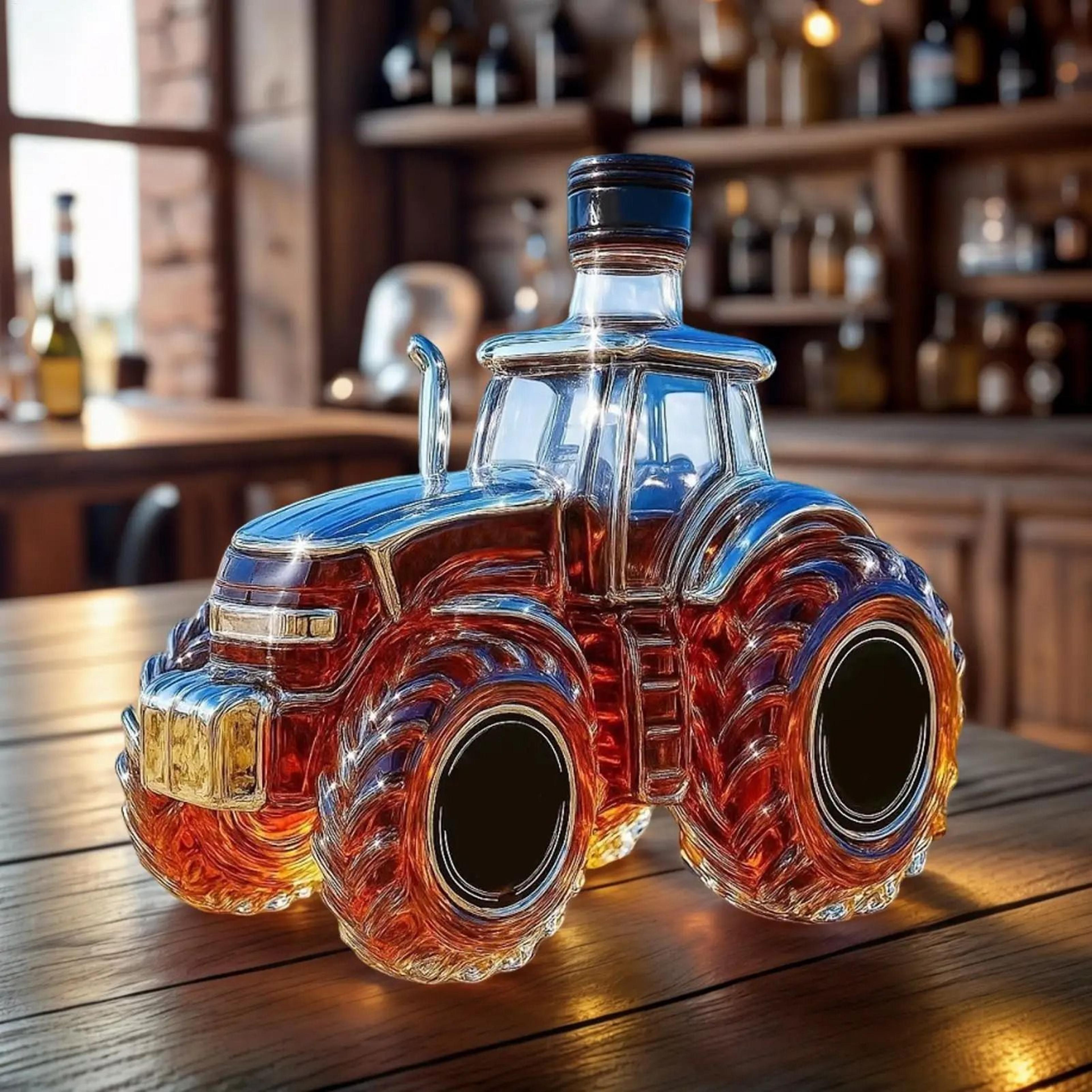 handcrafted tractor whiskey decanter 300ml novelty glass liquor dispenser bottle