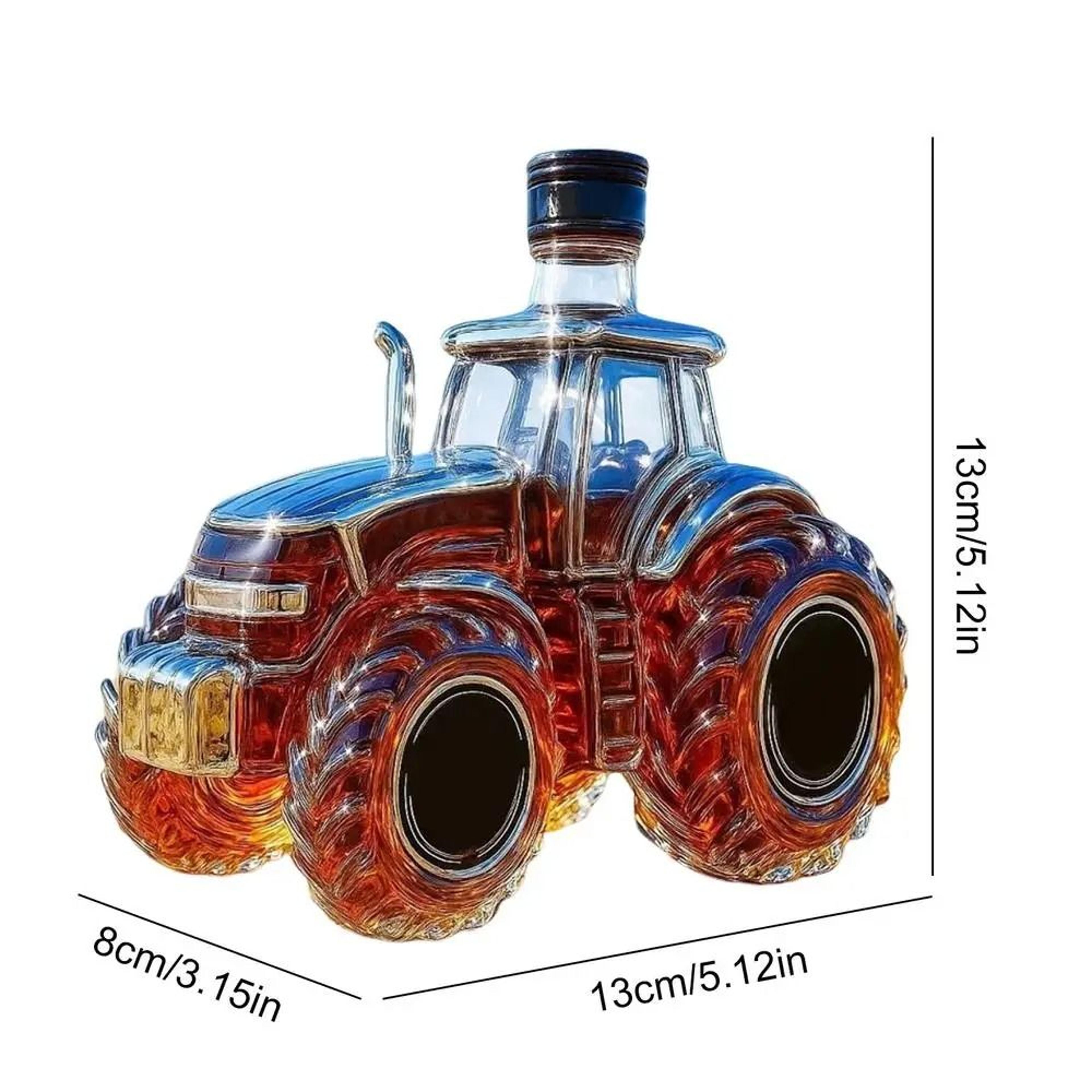 Handcrafted Tractor Whiskey Decanter 300ml Novelty Glass Liquor Dispenser Bottle 6