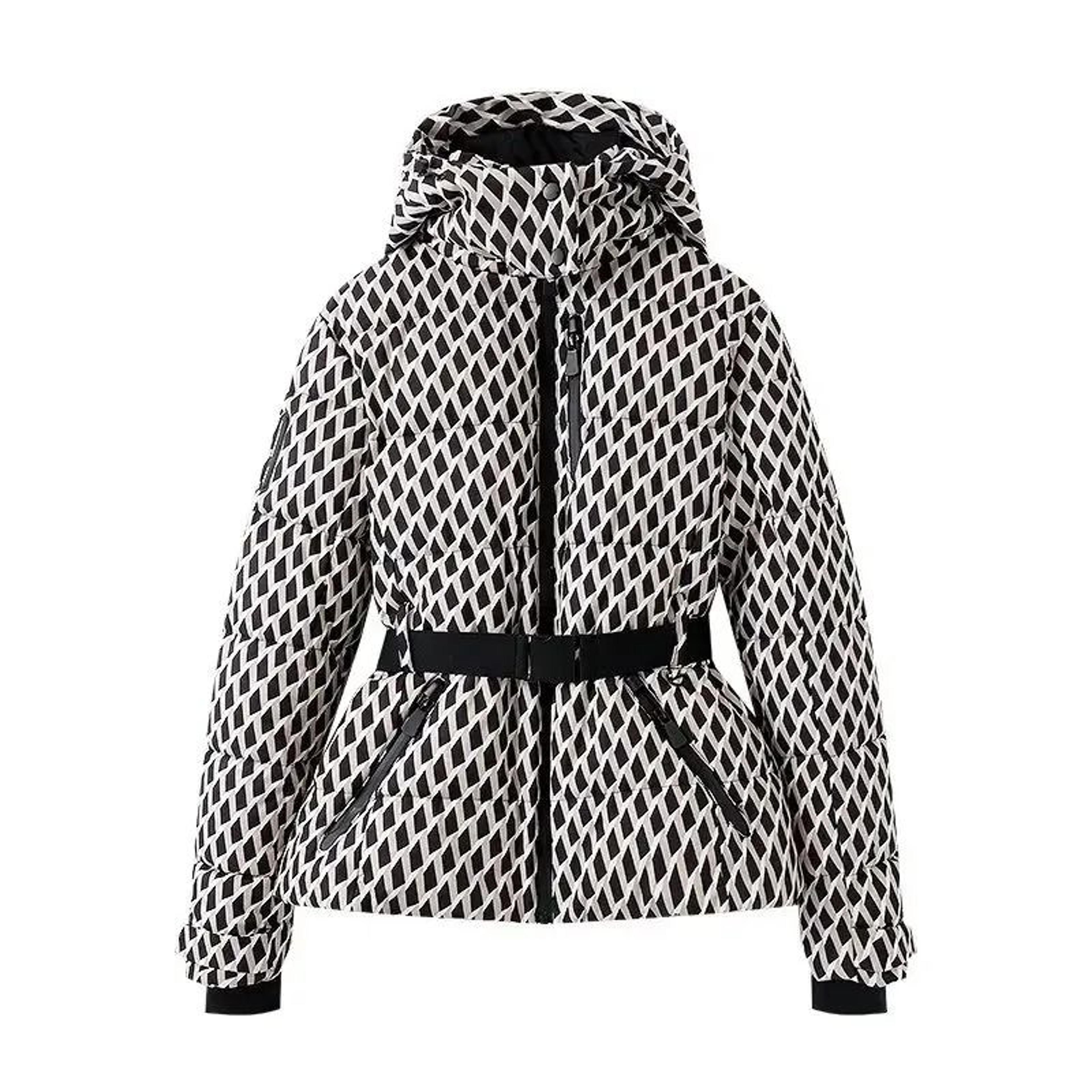 Womens Winter Hooded Belted Padded Parka Coat Warm Windproof Ski Jacket 7