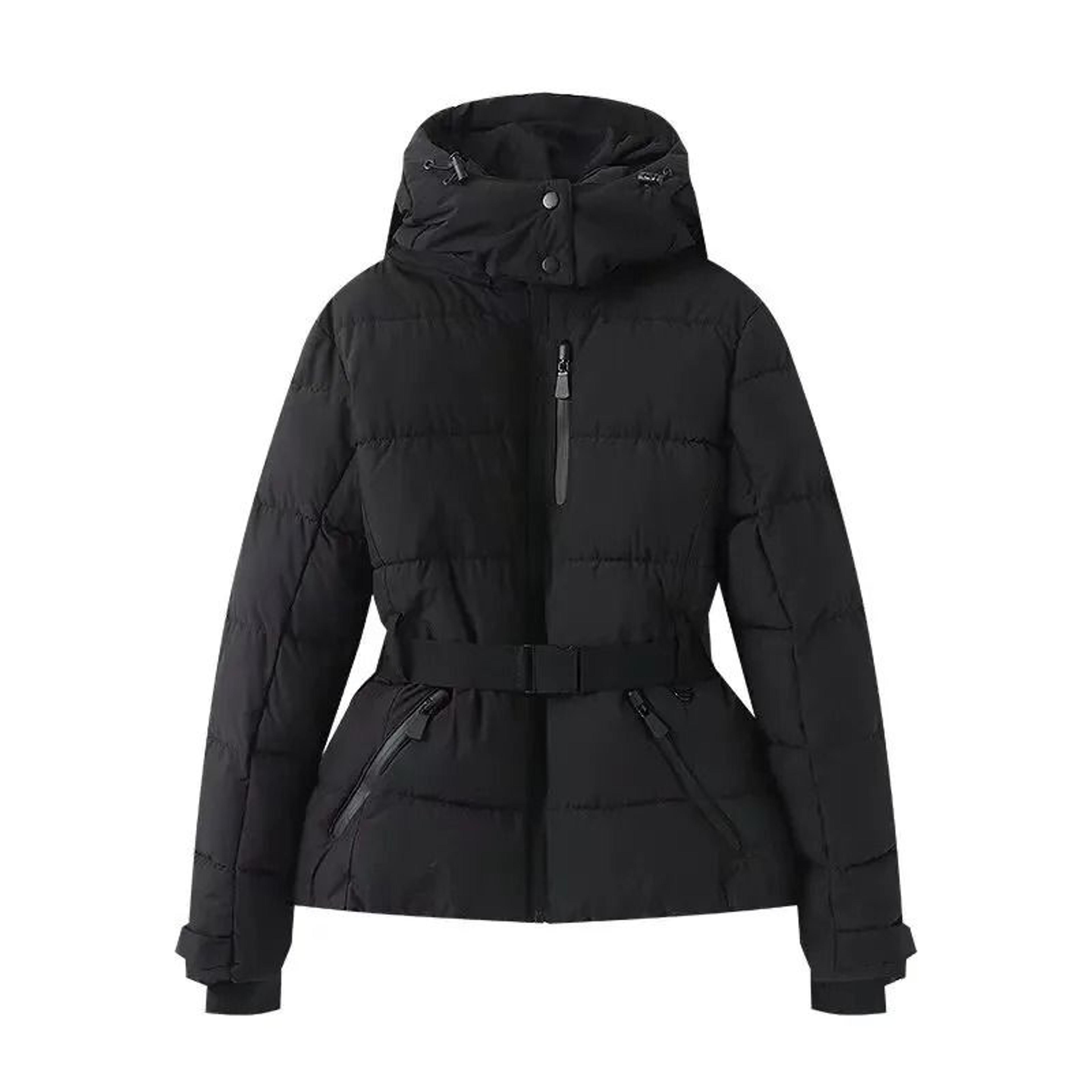 Womens Winter Hooded Belted Padded Parka Coat Warm Windproof Ski Jacket 8