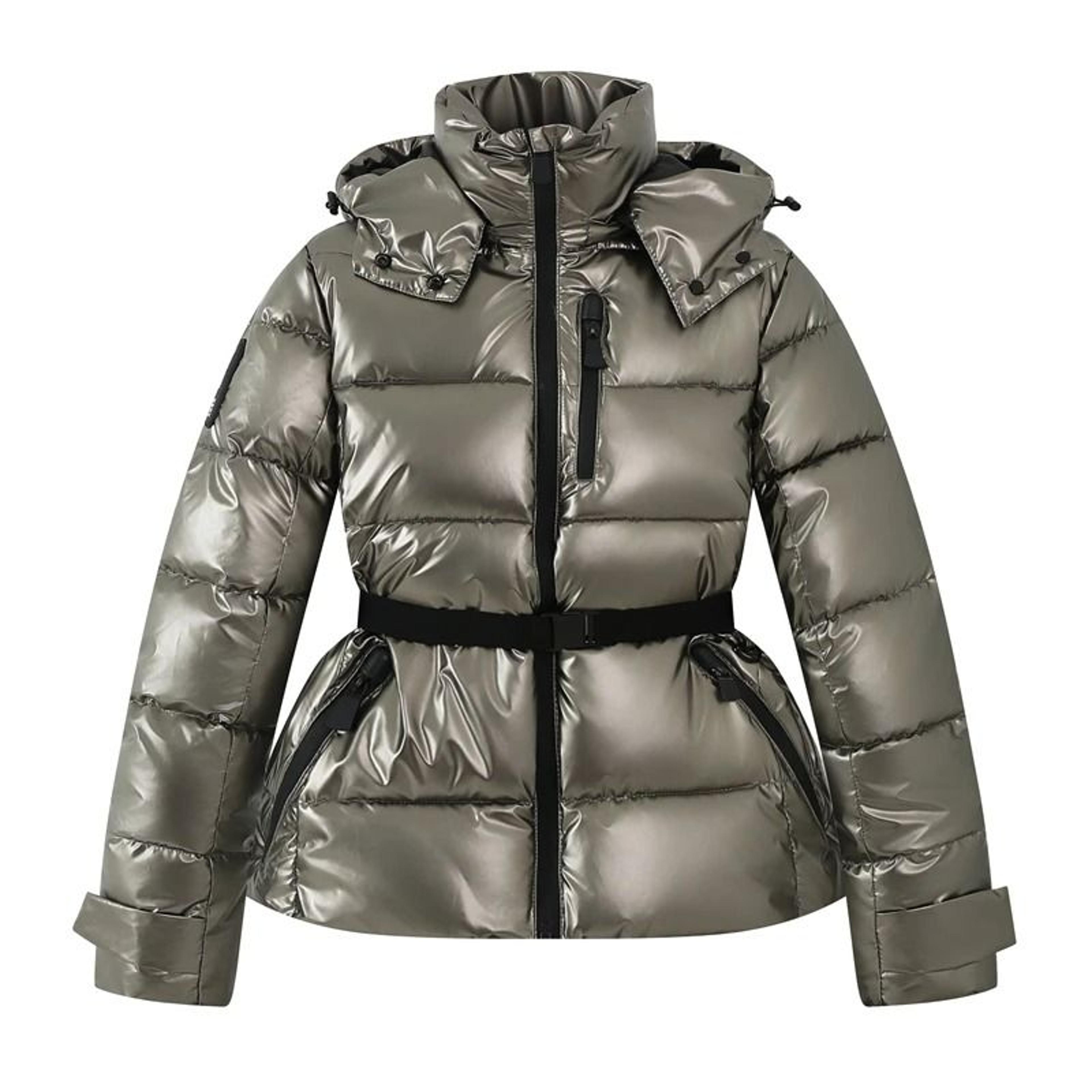 Womens Winter Hooded Belted Padded Parka Coat Warm Windproof Ski Jacket 6