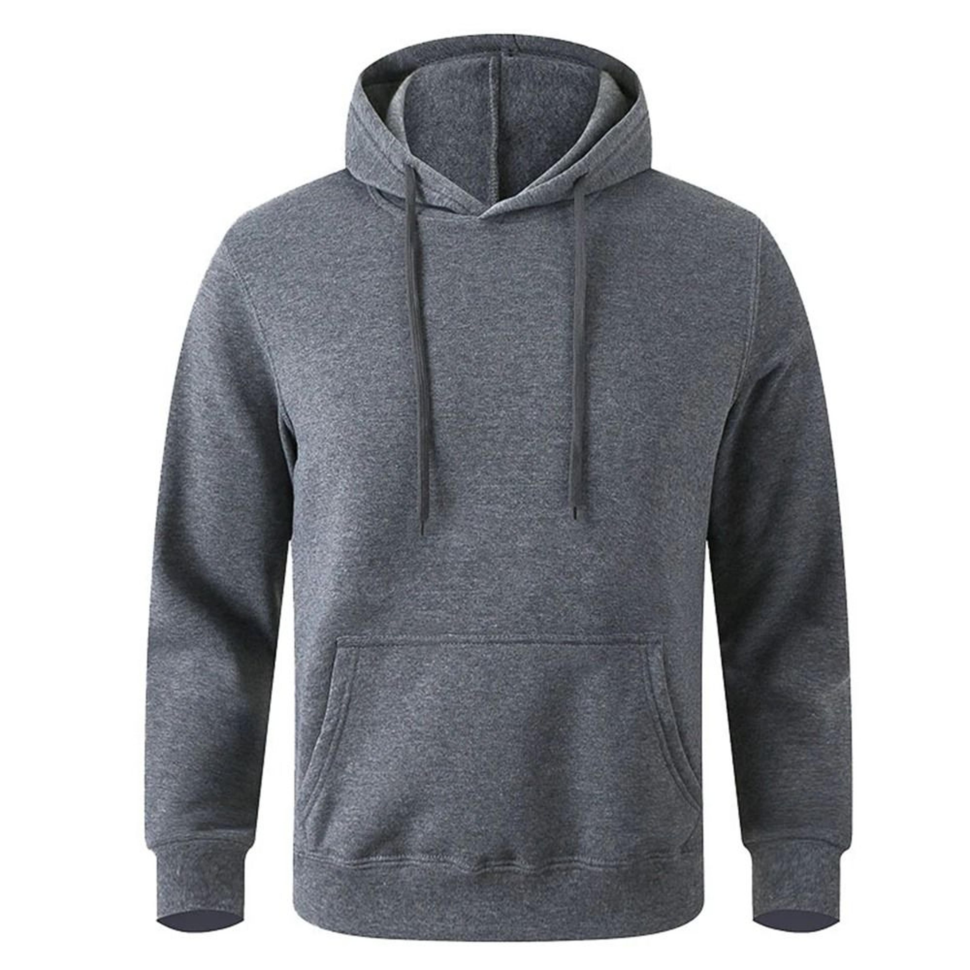 Unisex FleeceLined Pullover Hoodie Casual Solid Streetwear Sweatshirt With Kangaroo Pocket 9