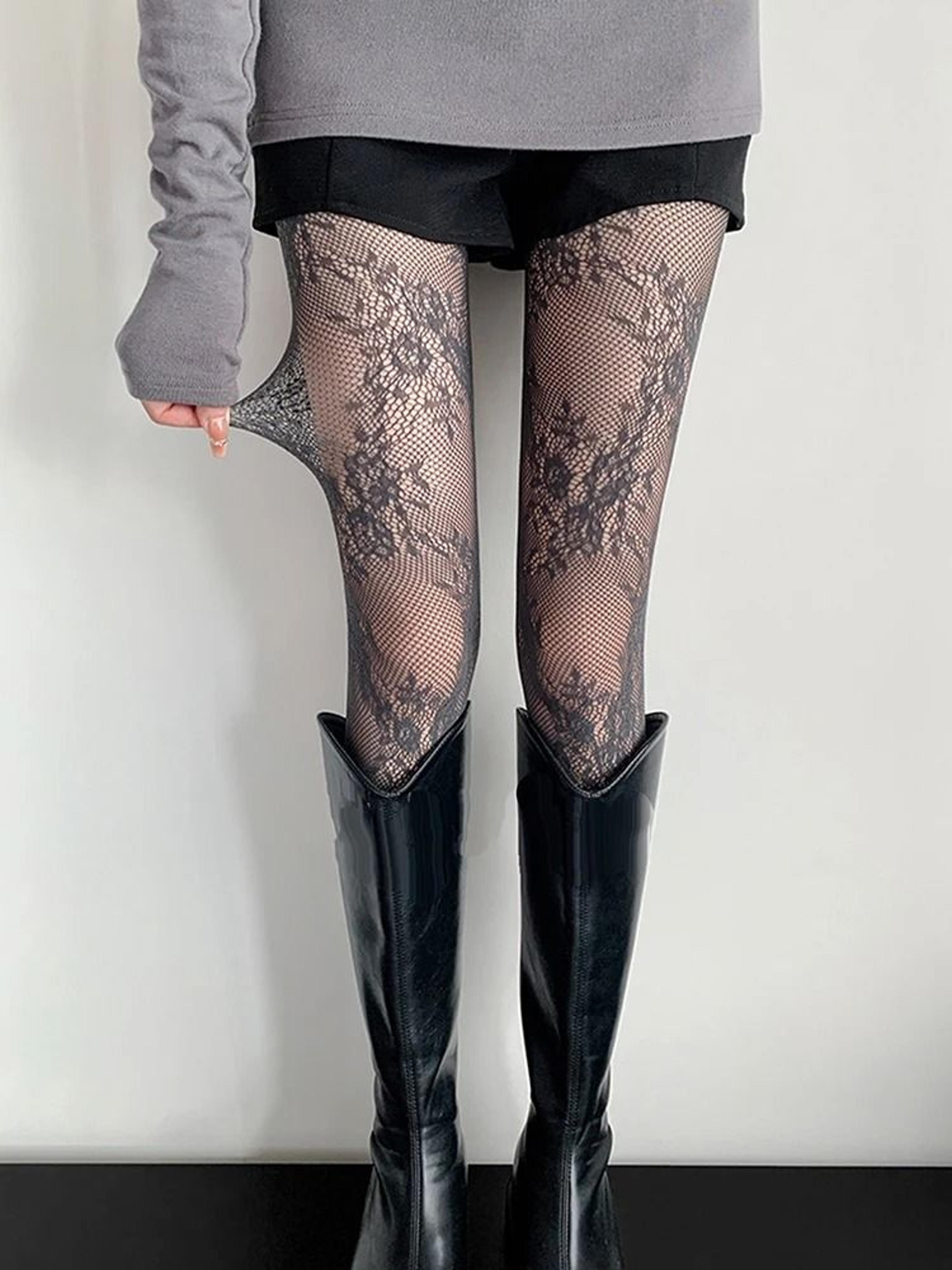 Womens Floral Lace ThighHigh Tights Lolita Mesh Fishnet Stockings Pantyhose 8