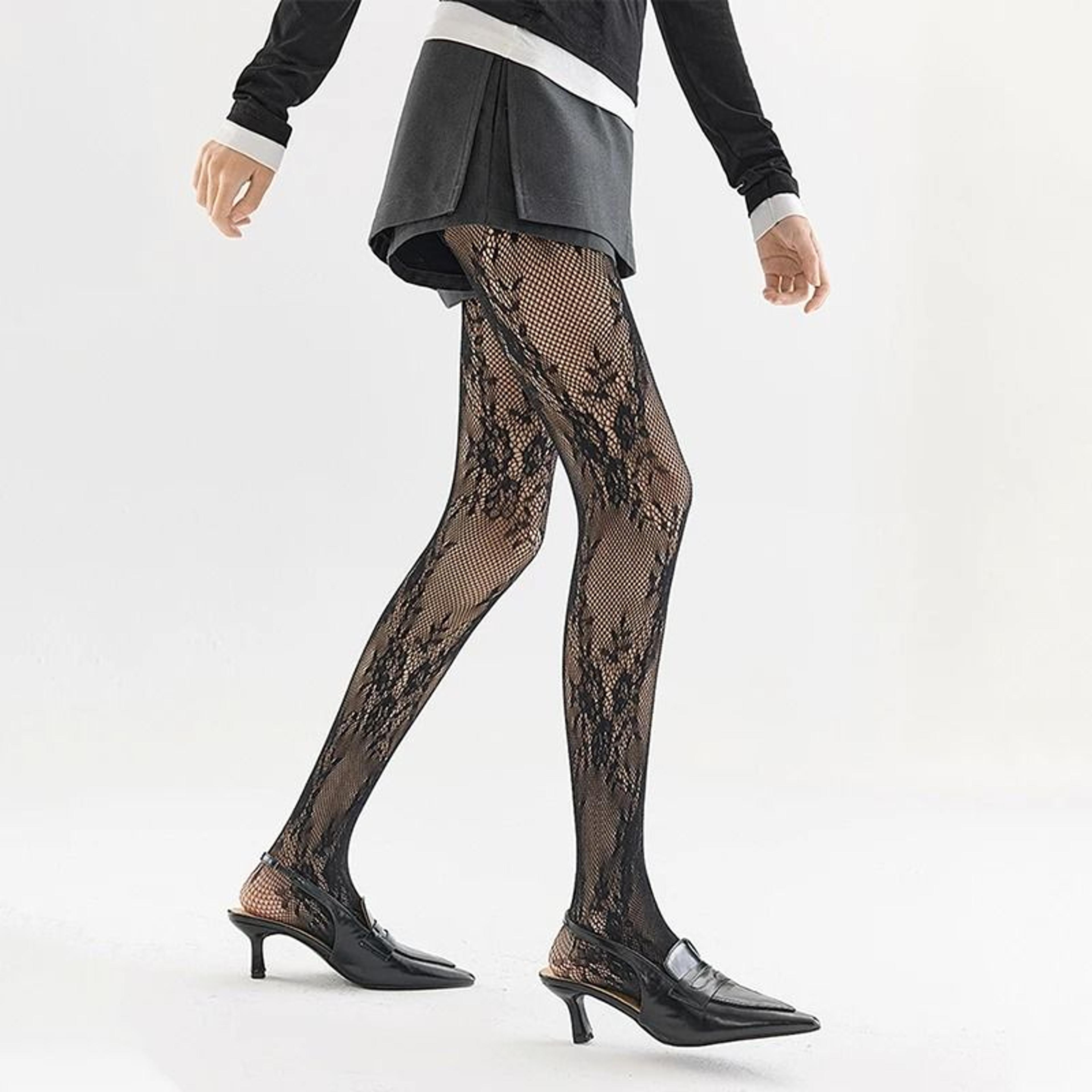 Womens Floral Lace ThighHigh Tights Lolita Mesh Fishnet Stockings Pantyhose 6