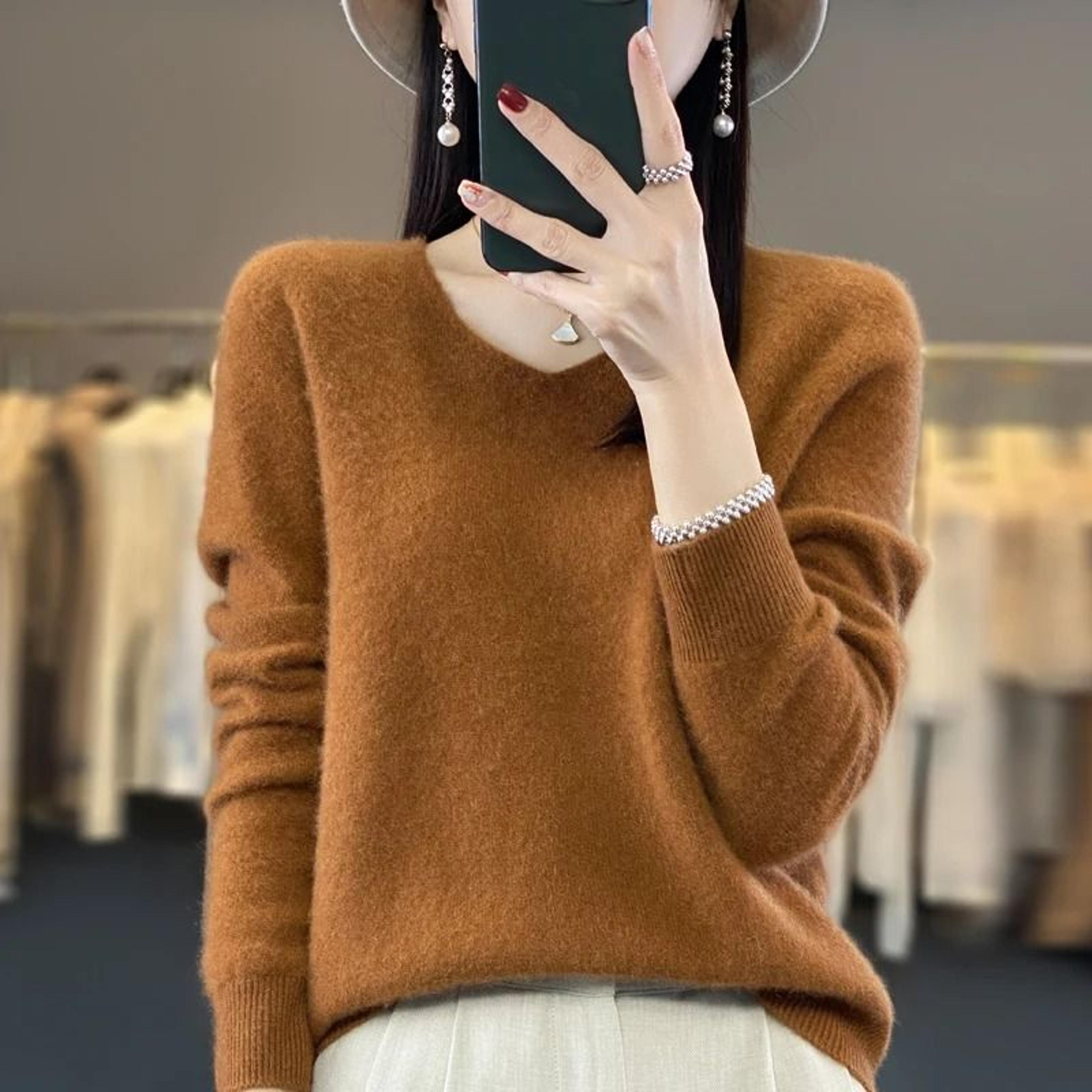 Womens 100 Pure Wool Cashmere VNeck Sweater Casual Knit Pullover Top 11