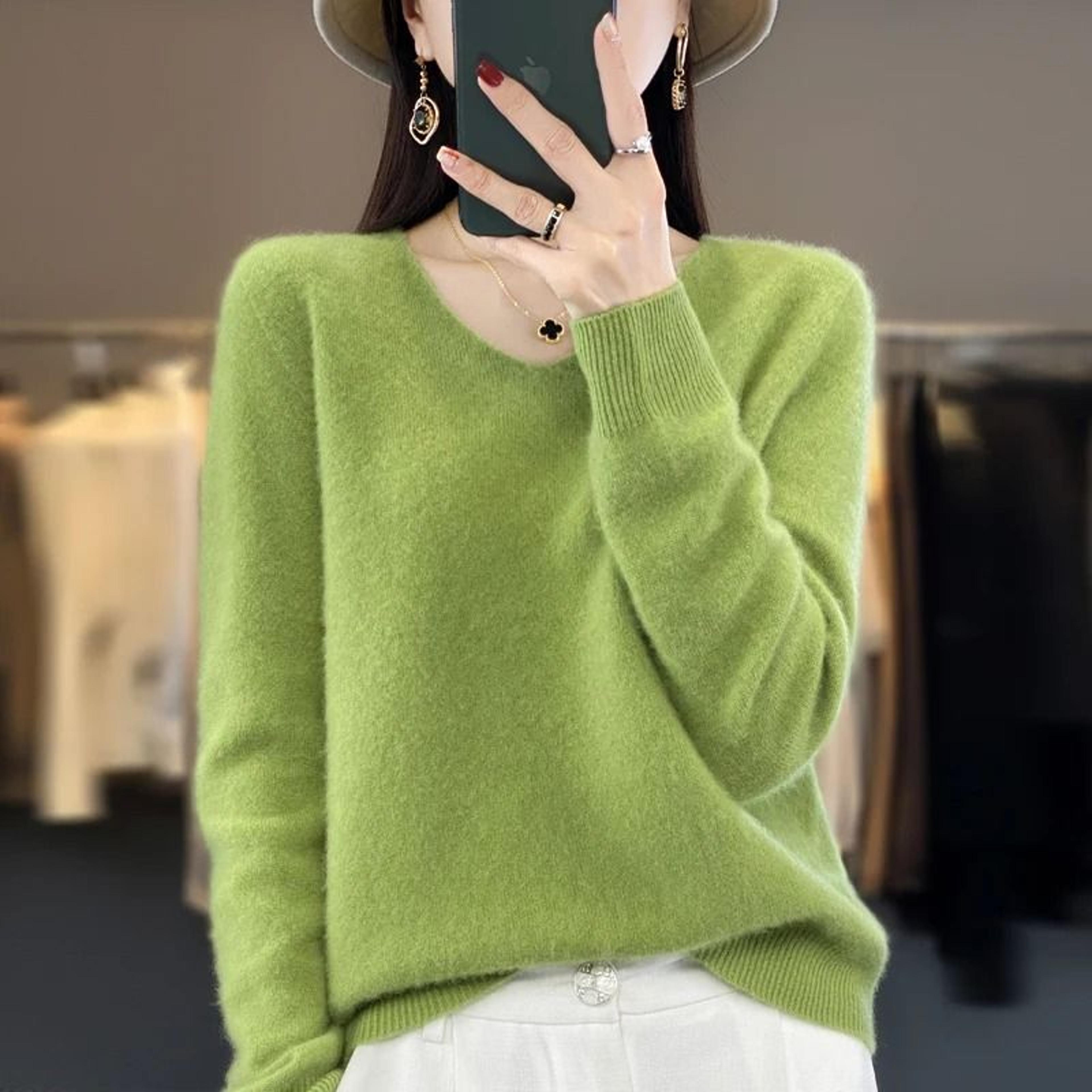 Womens 100 Pure Wool Cashmere VNeck Sweater Casual Knit Pullover Top 19