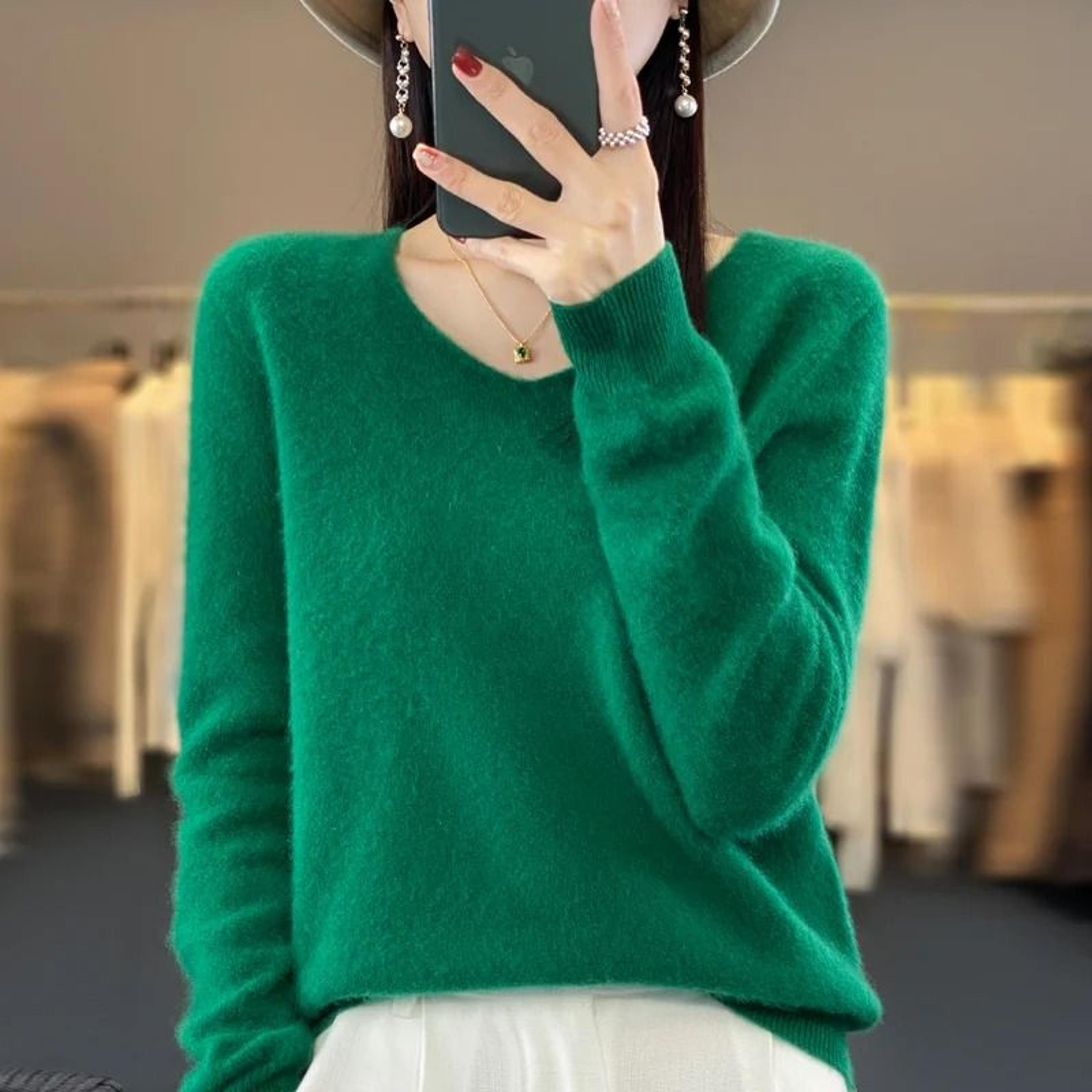 Womens 100 Pure Wool Cashmere VNeck Sweater Casual Knit Pullover Top 17