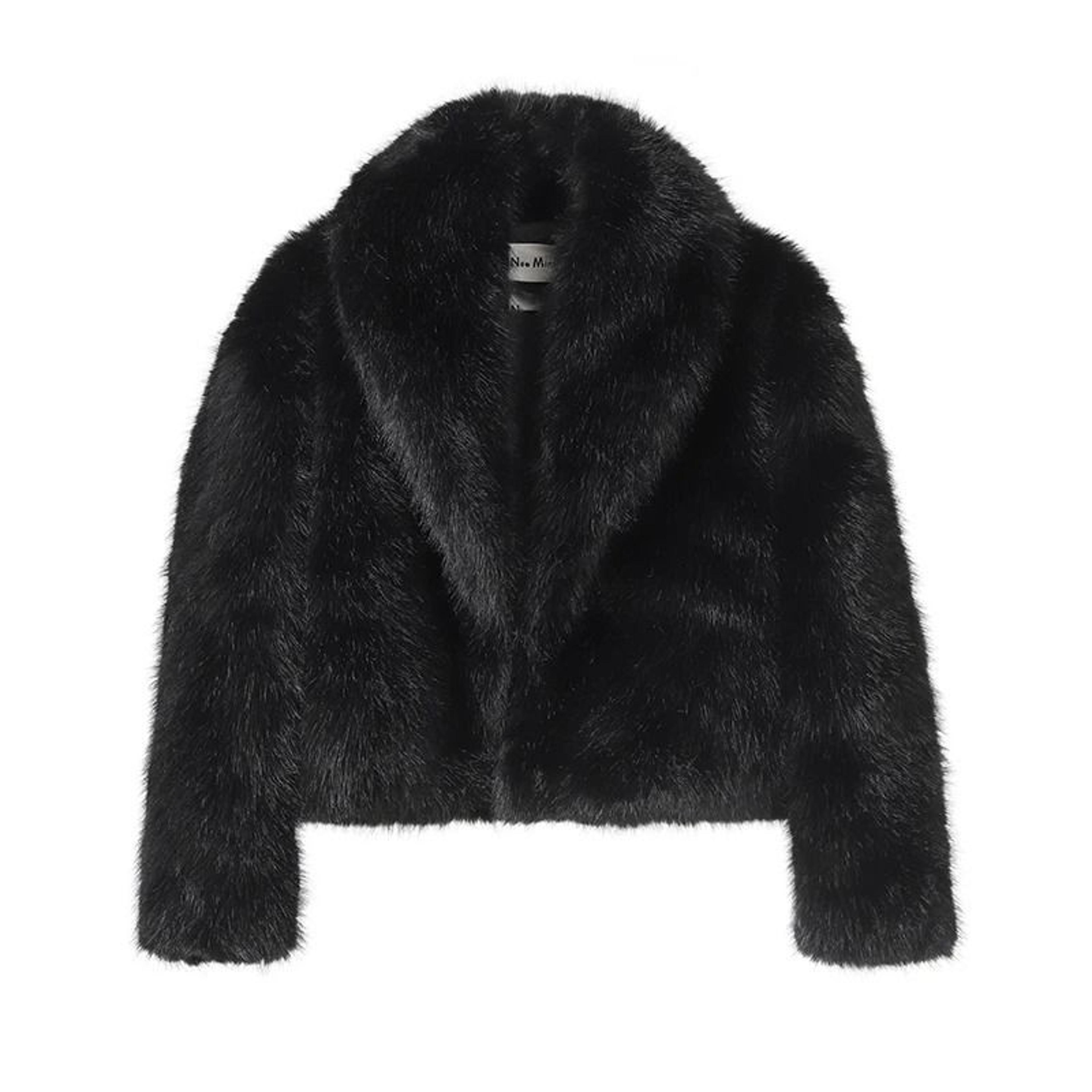 Womens Faux Fox Fur Shawl Collar Cropped Jacket Vintage Chic Winter Overcoat 7