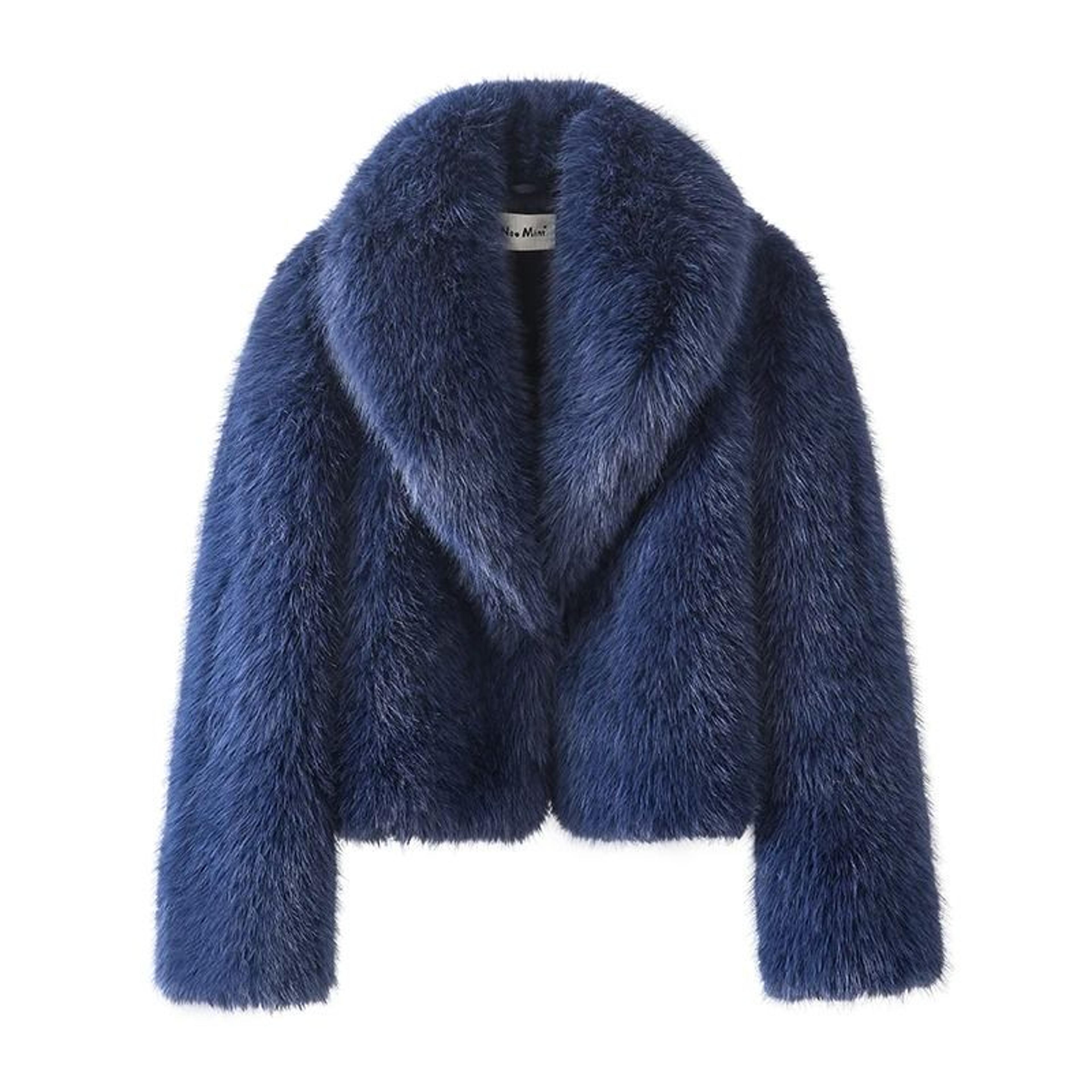 Womens Faux Fox Fur Shawl Collar Cropped Jacket Vintage Chic Winter Overcoat 8