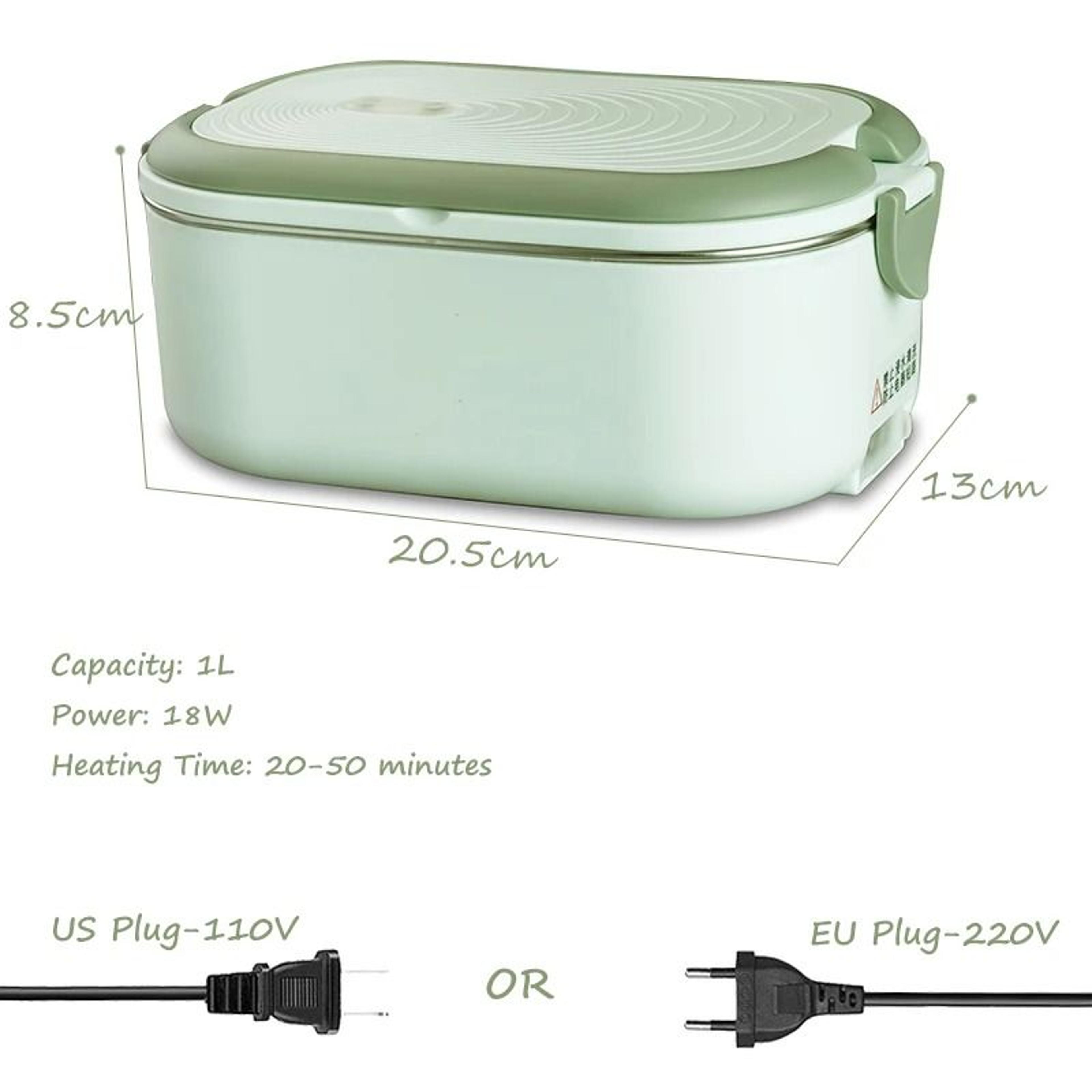 Portable Electric Lunch Box Food Warmer Stainless Steel Heated Bento Container Set 1