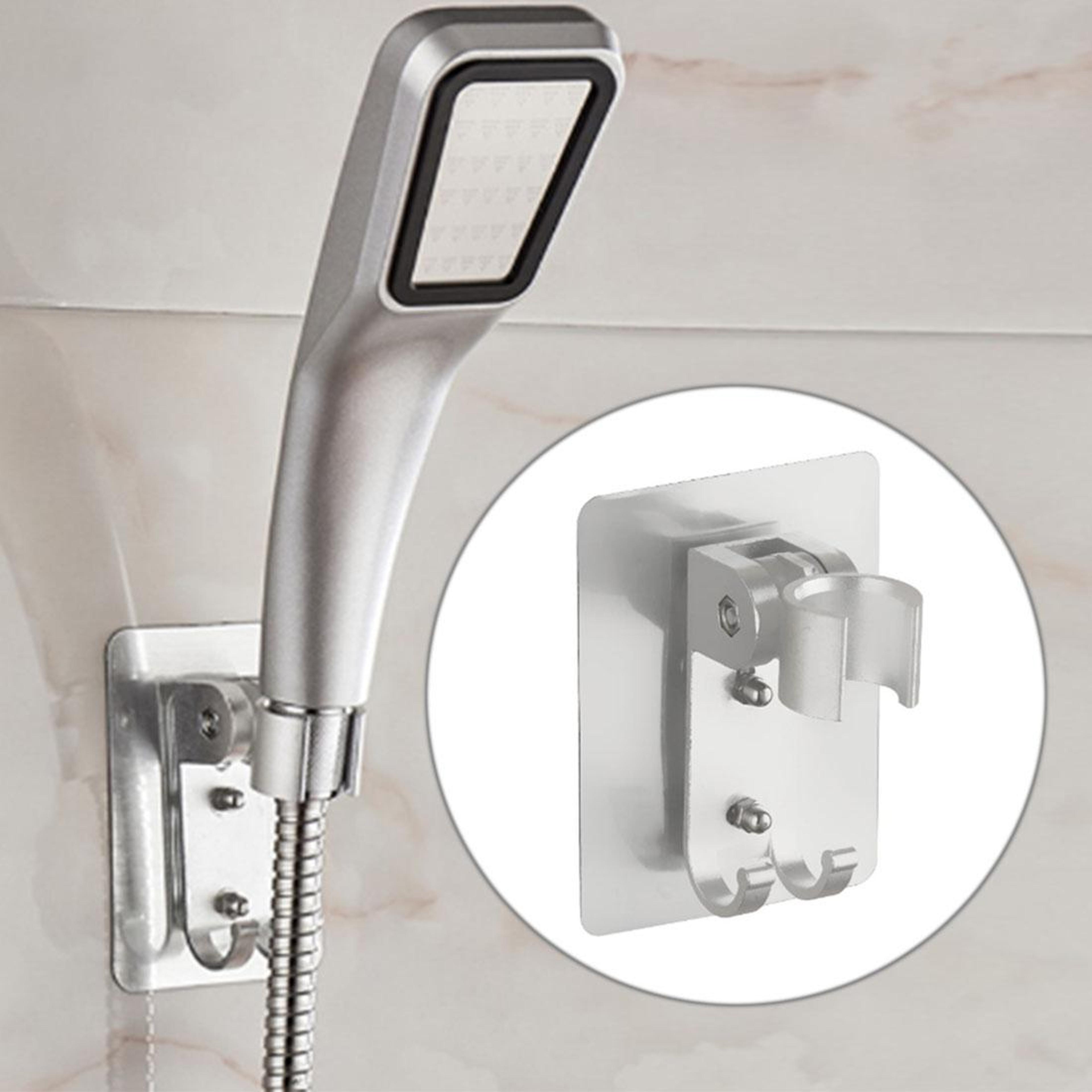 premium space aluminum adjustable shower head holder no drill adhesive wall mount bracket