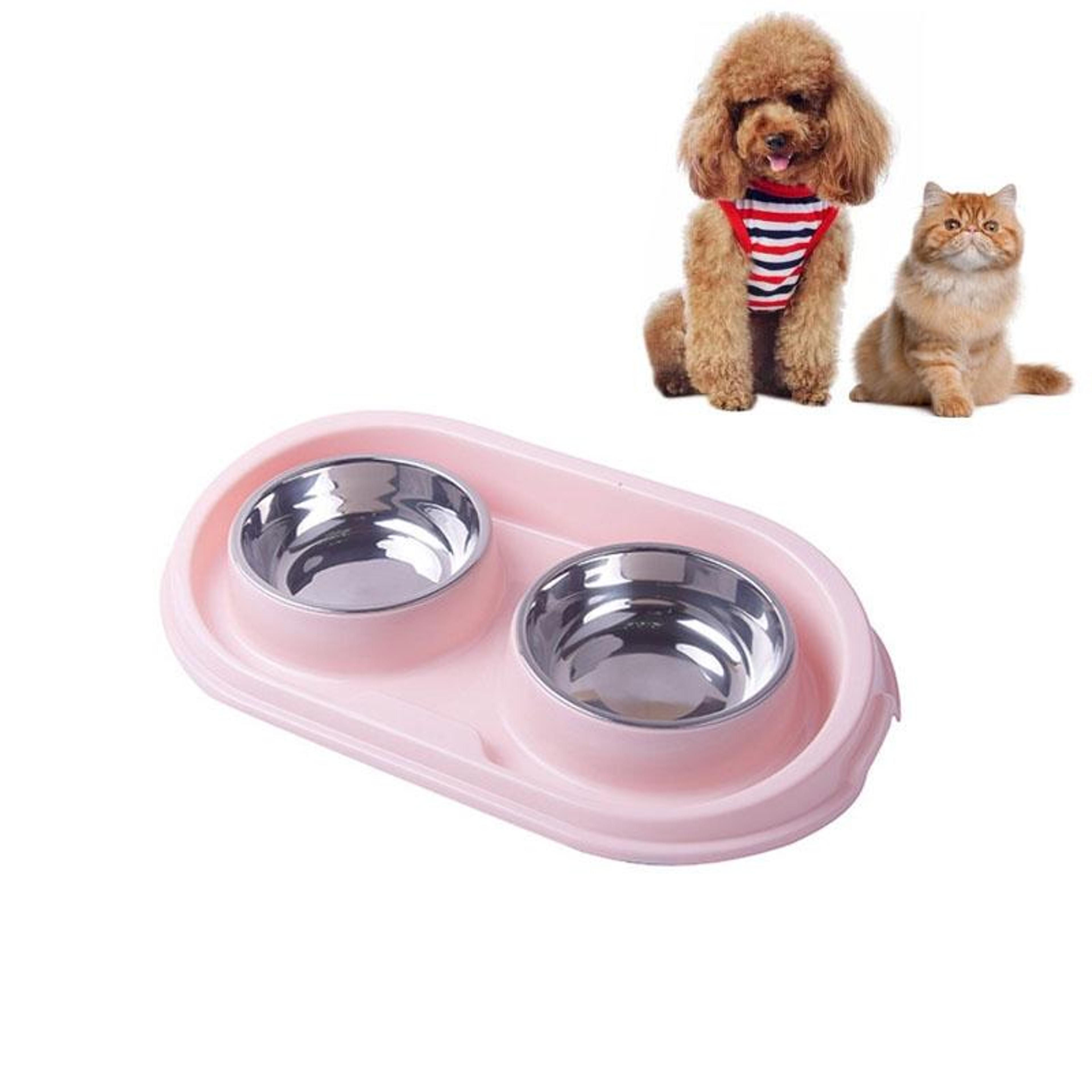 premium anti-skid stainless steel dog feeding bowl with leak-proof double dish design