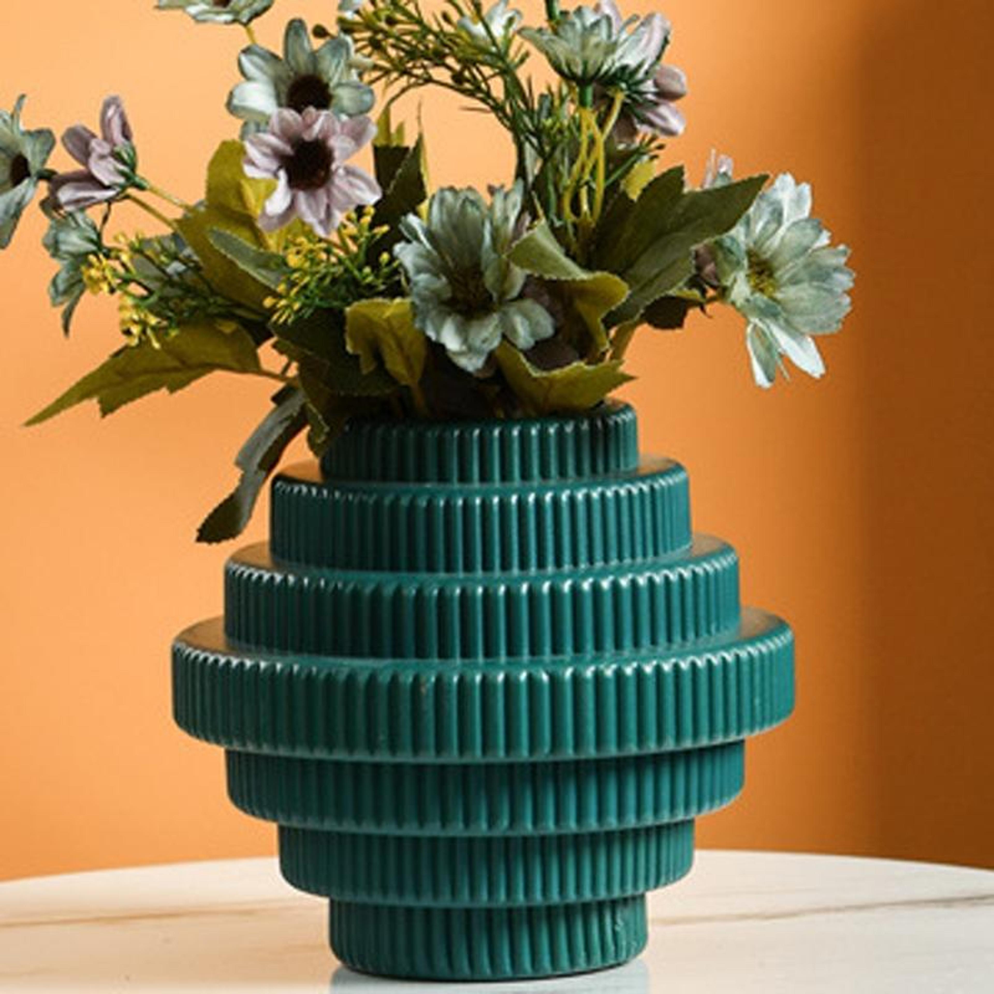 Elegant Ceramic Look Vase For Flowers  Succulents Decorative Home Accent 5