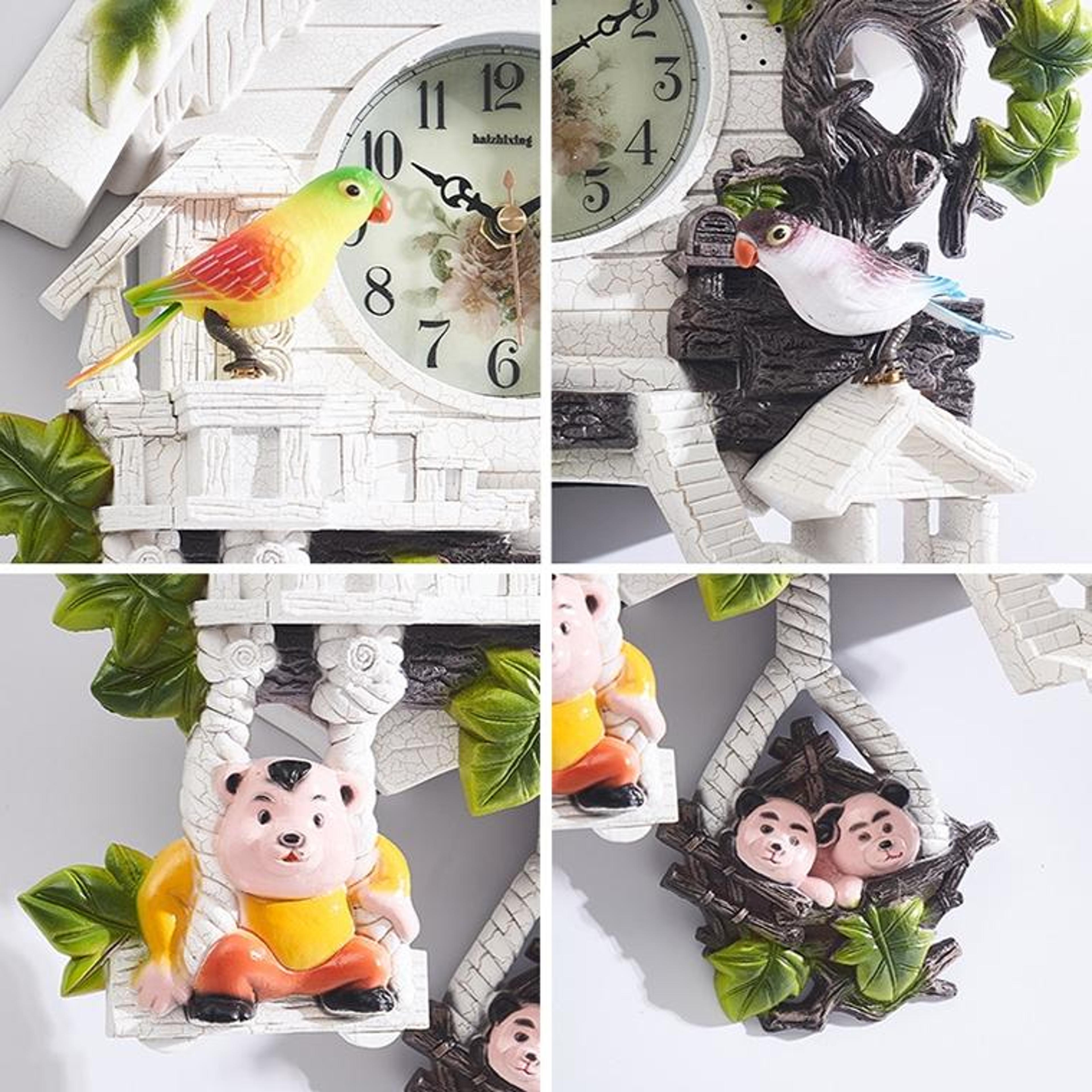 Vintage Cartoon Cuckoo Wall Clock With Singing Birds And Pendulum 3