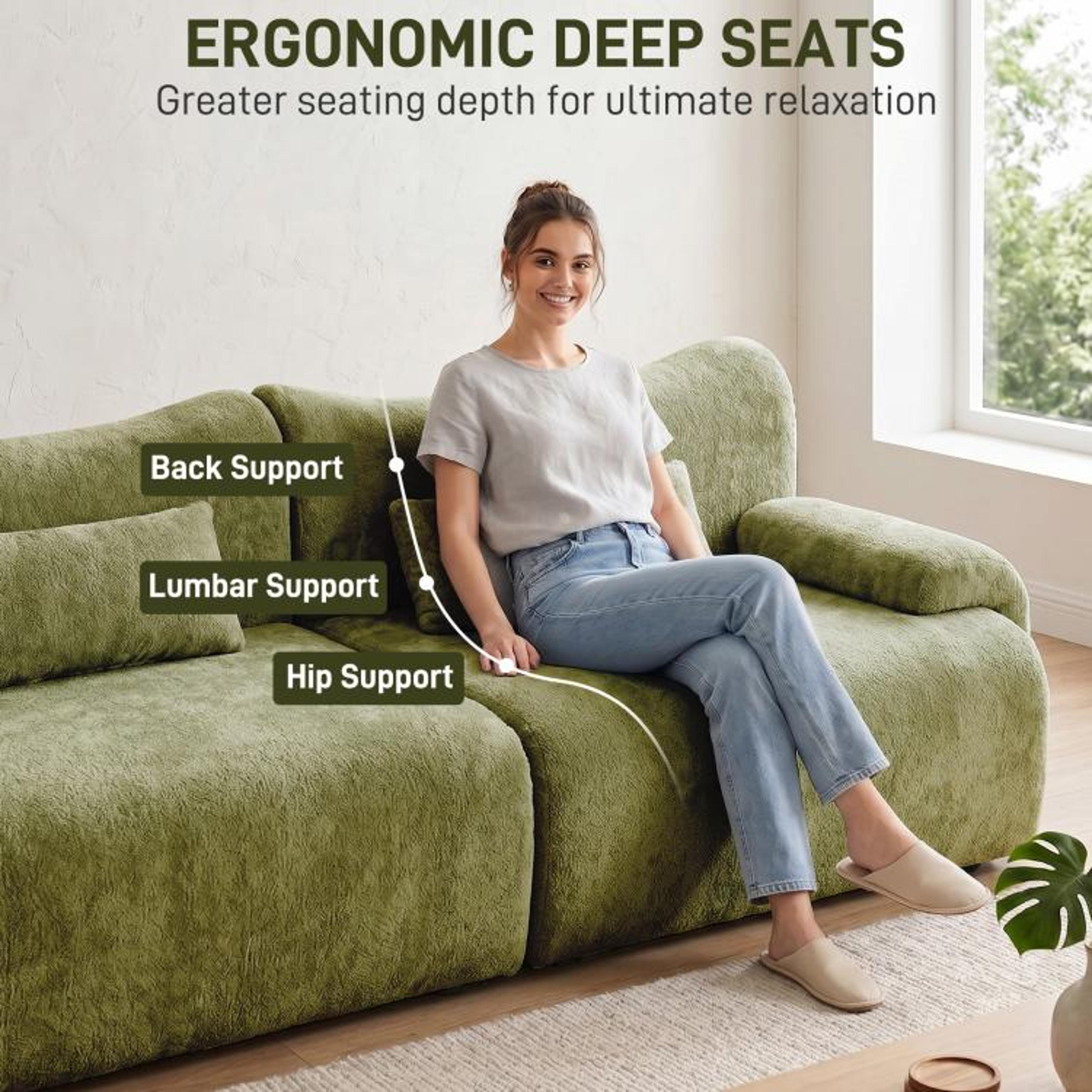 126Inch LShaped Modular Sectional Sofa With Chenille Upholstery  Green 4