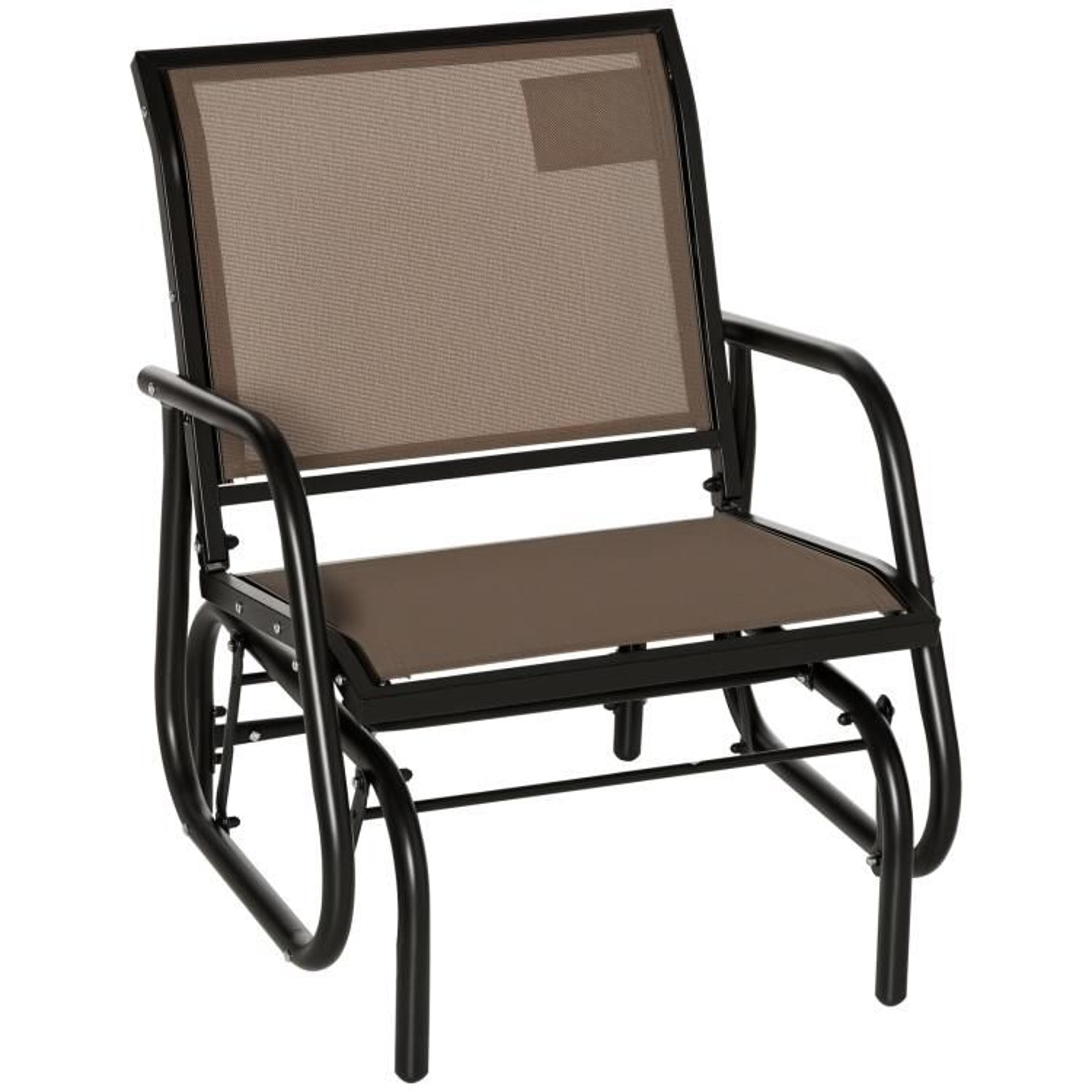 outdoor porch glider chair with steel frame and breathable mesh seat
