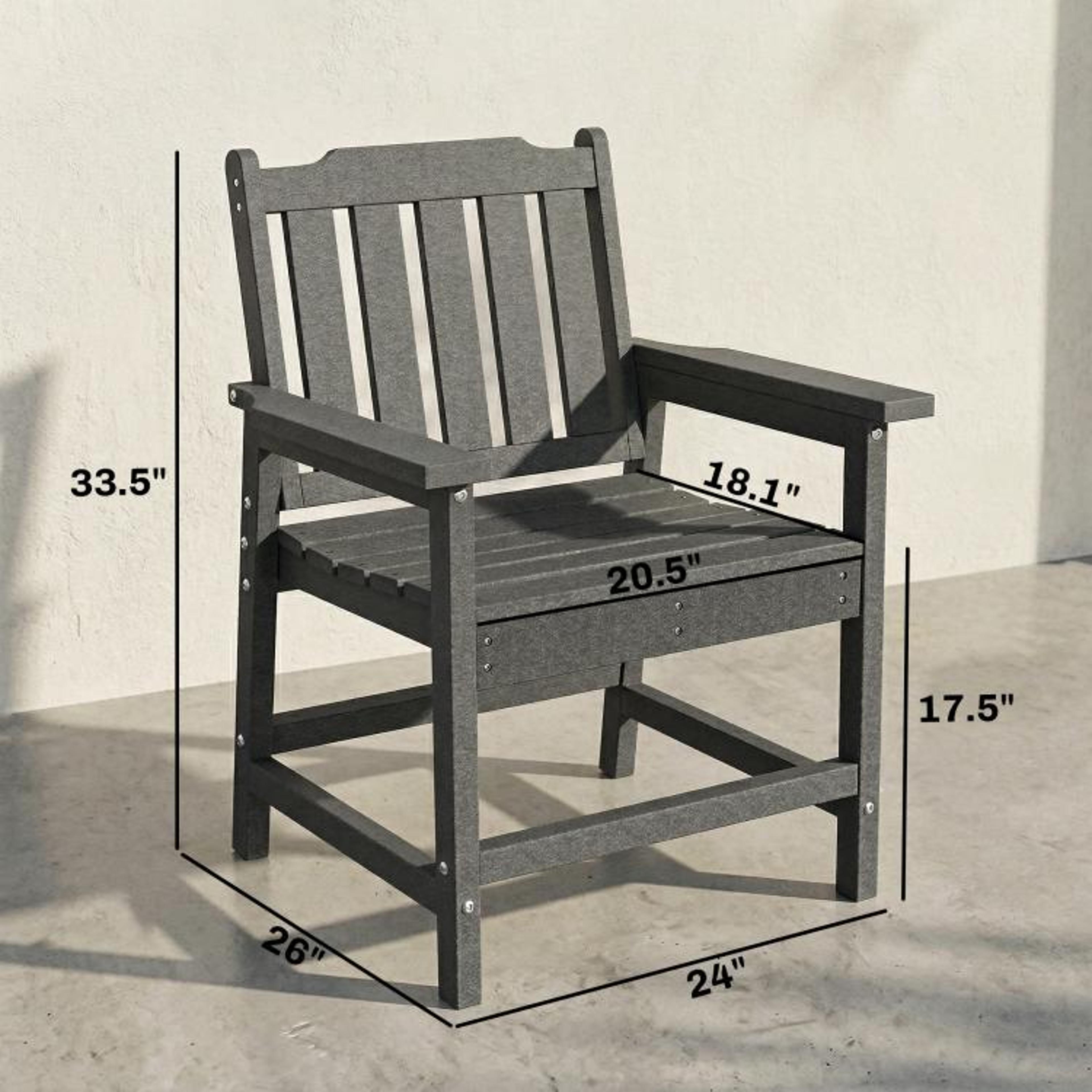 AllWeather HDPE Patio Dining Chair With WoodLook Finish And Armrests Gray 4