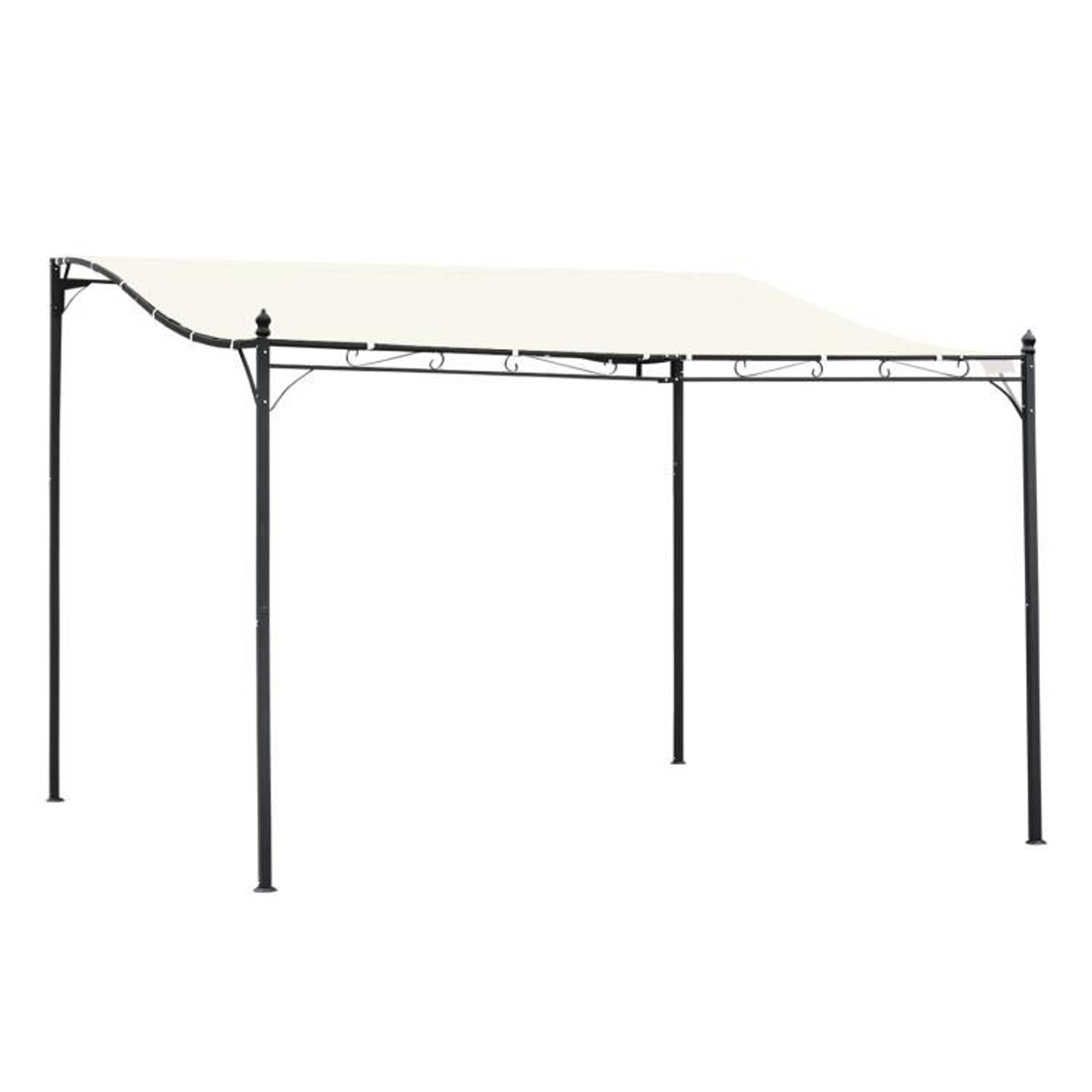 10x13 outdoor pergola gazebo with steel frame and cream white canopy