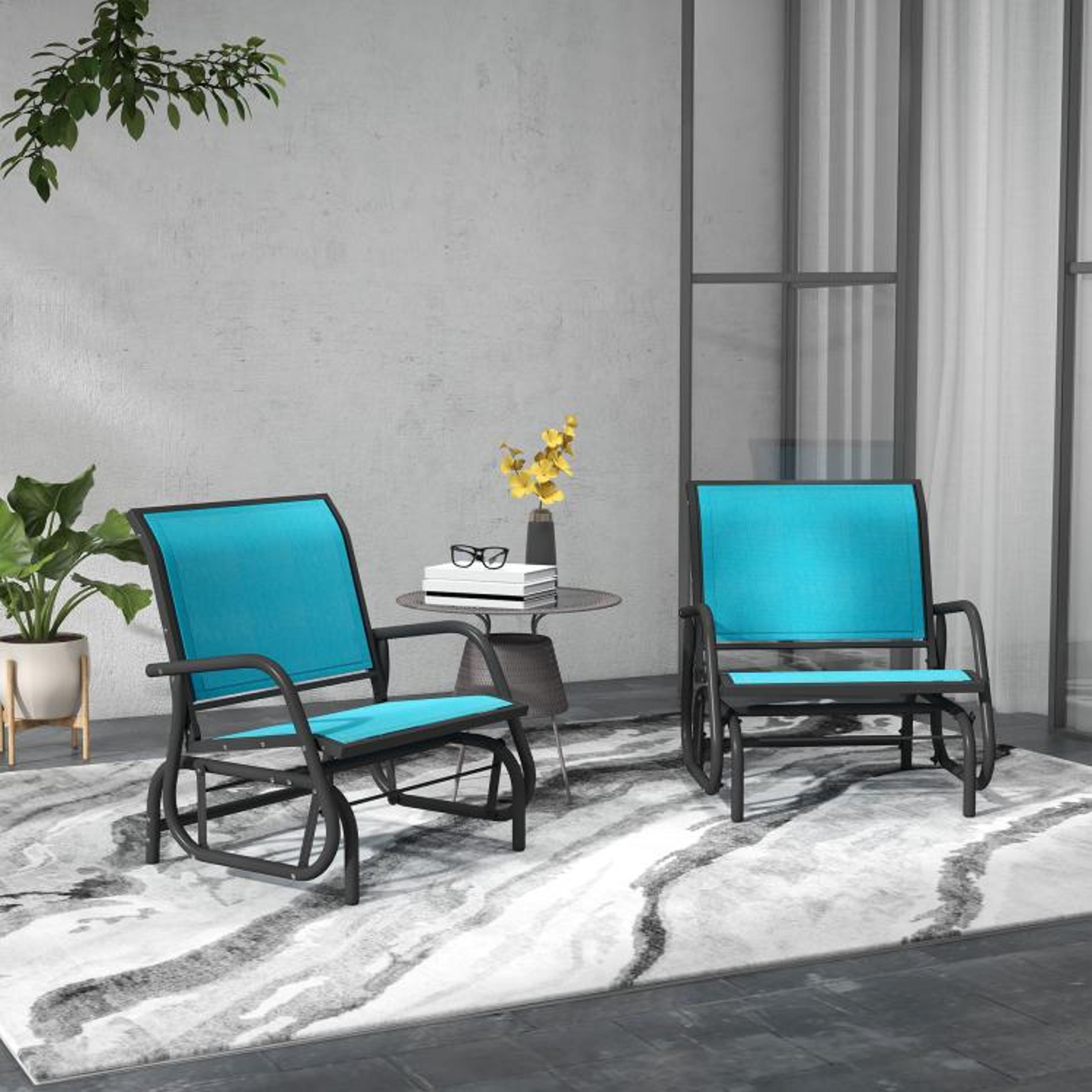 Outdoor Glider Chairs With Steel Frame And Curved Armrests 2