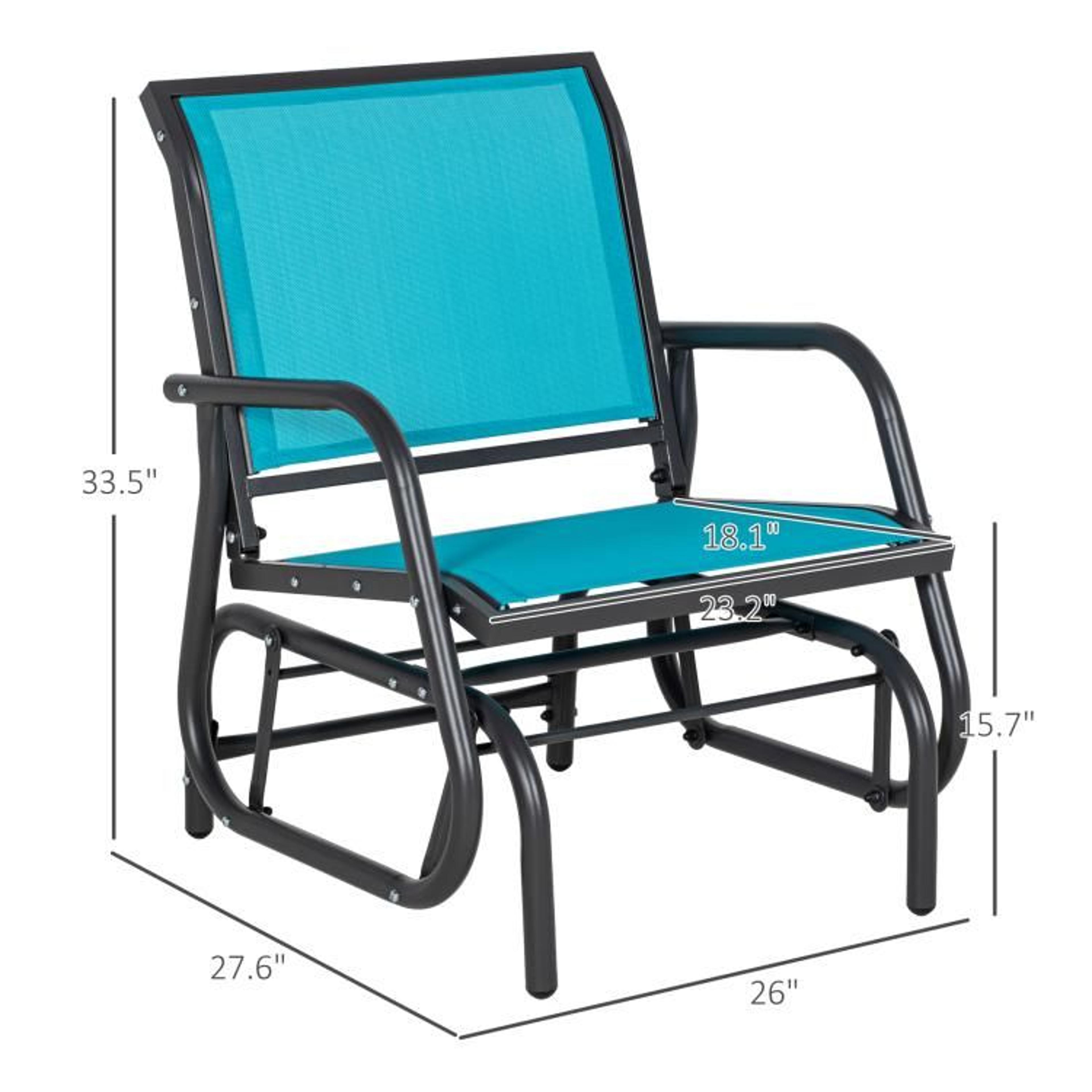 Outdoor Glider Chairs With Steel Frame And Curved Armrests 4